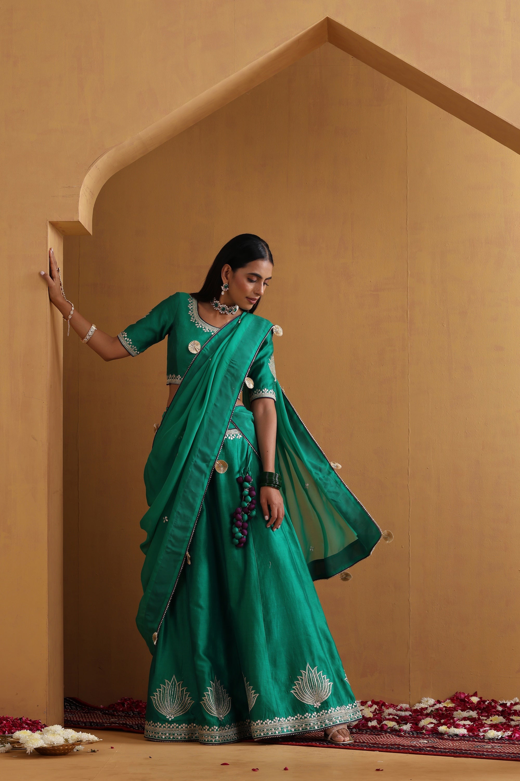 Rajani Green Embroidered Lehenga Set with Dupatta