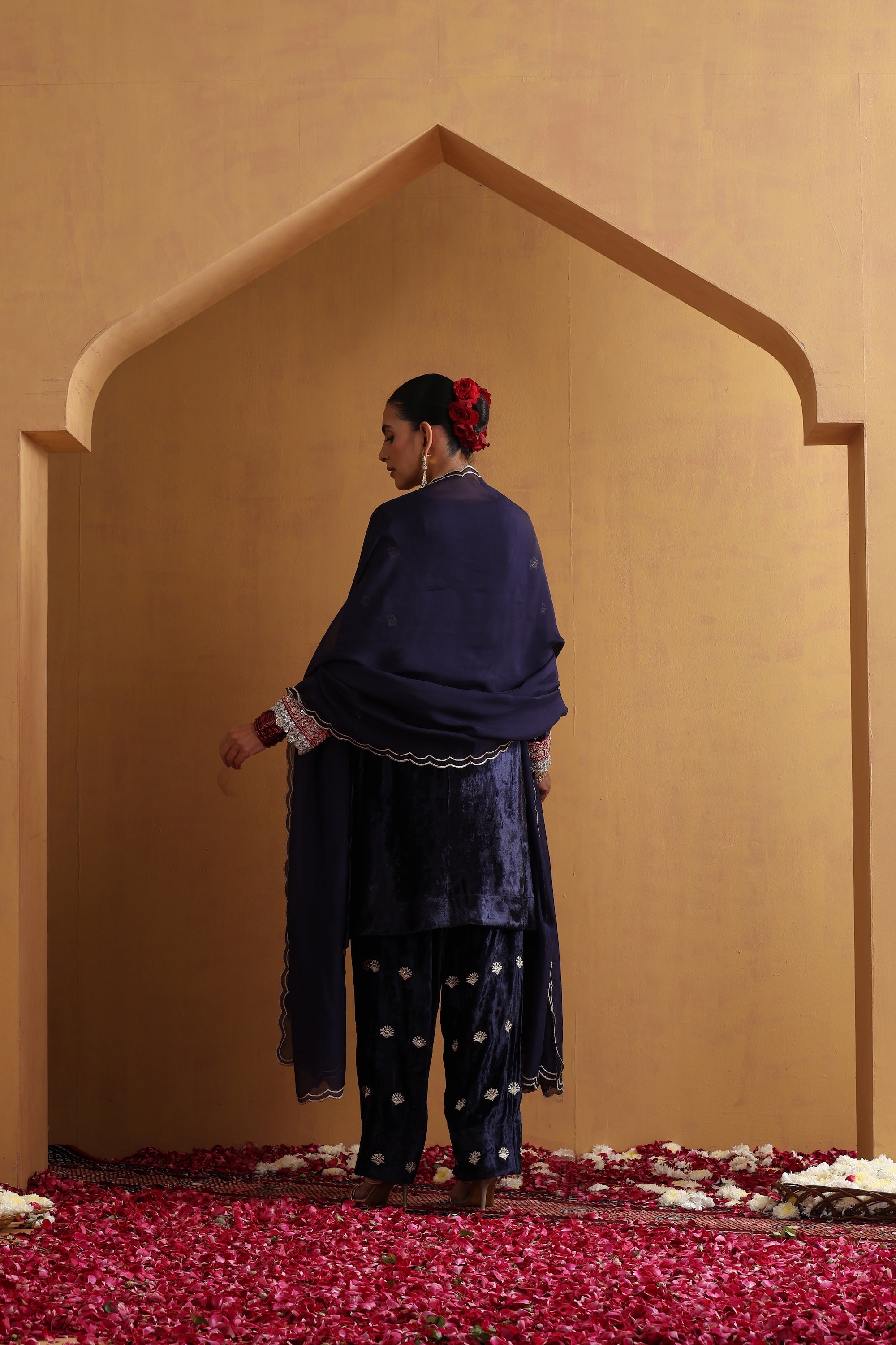 Heer Navy Blue Embroidered Kurta Set with Dupatta