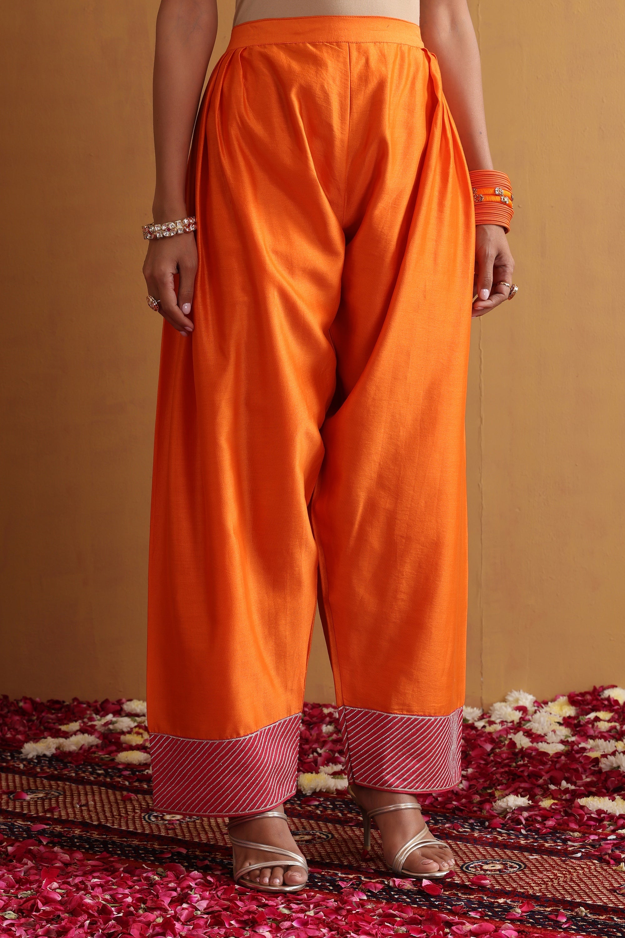 Vedanshi Orange Embroidered Kurta Set with Dupatta