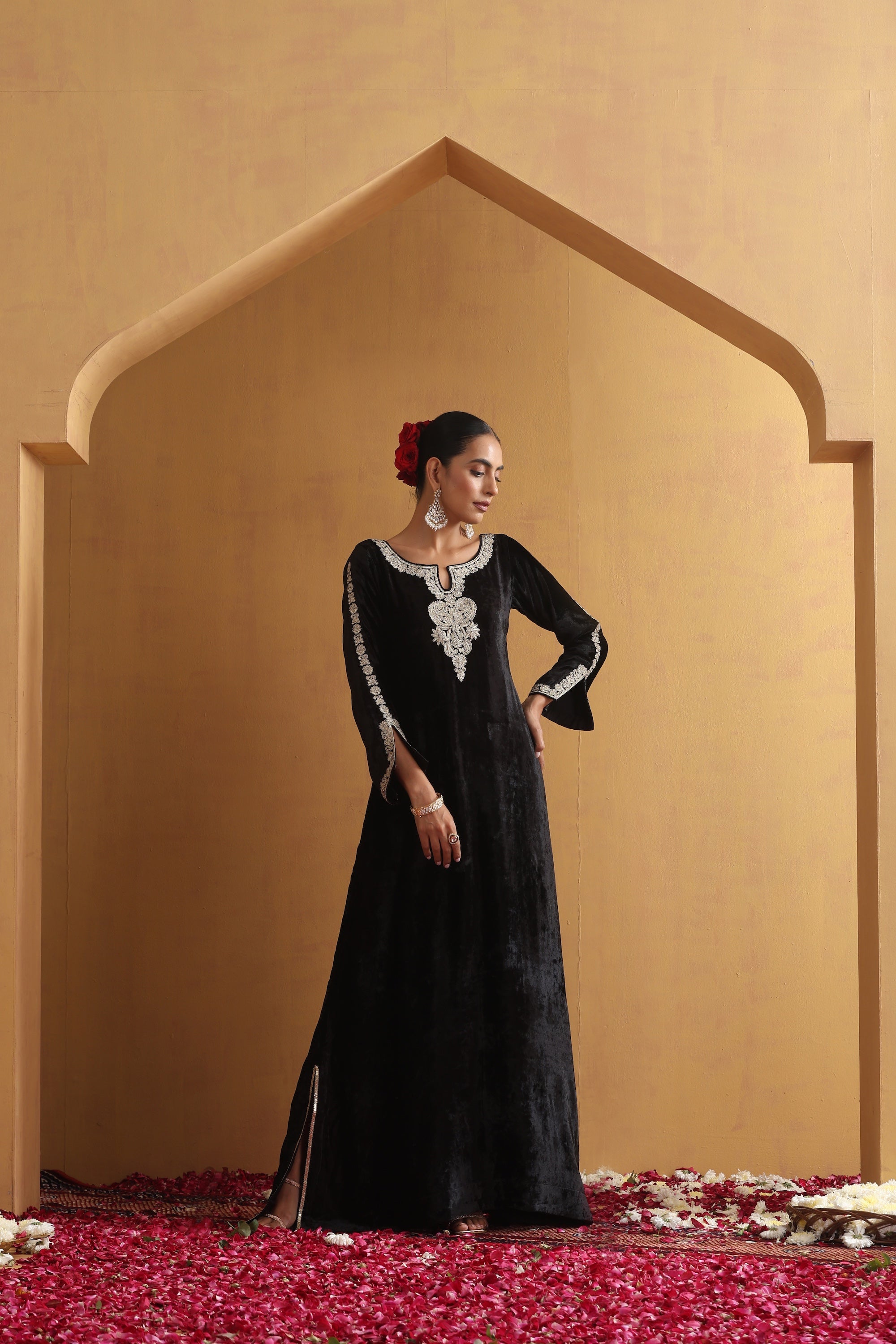 Taj Black Embroidered Kaftan