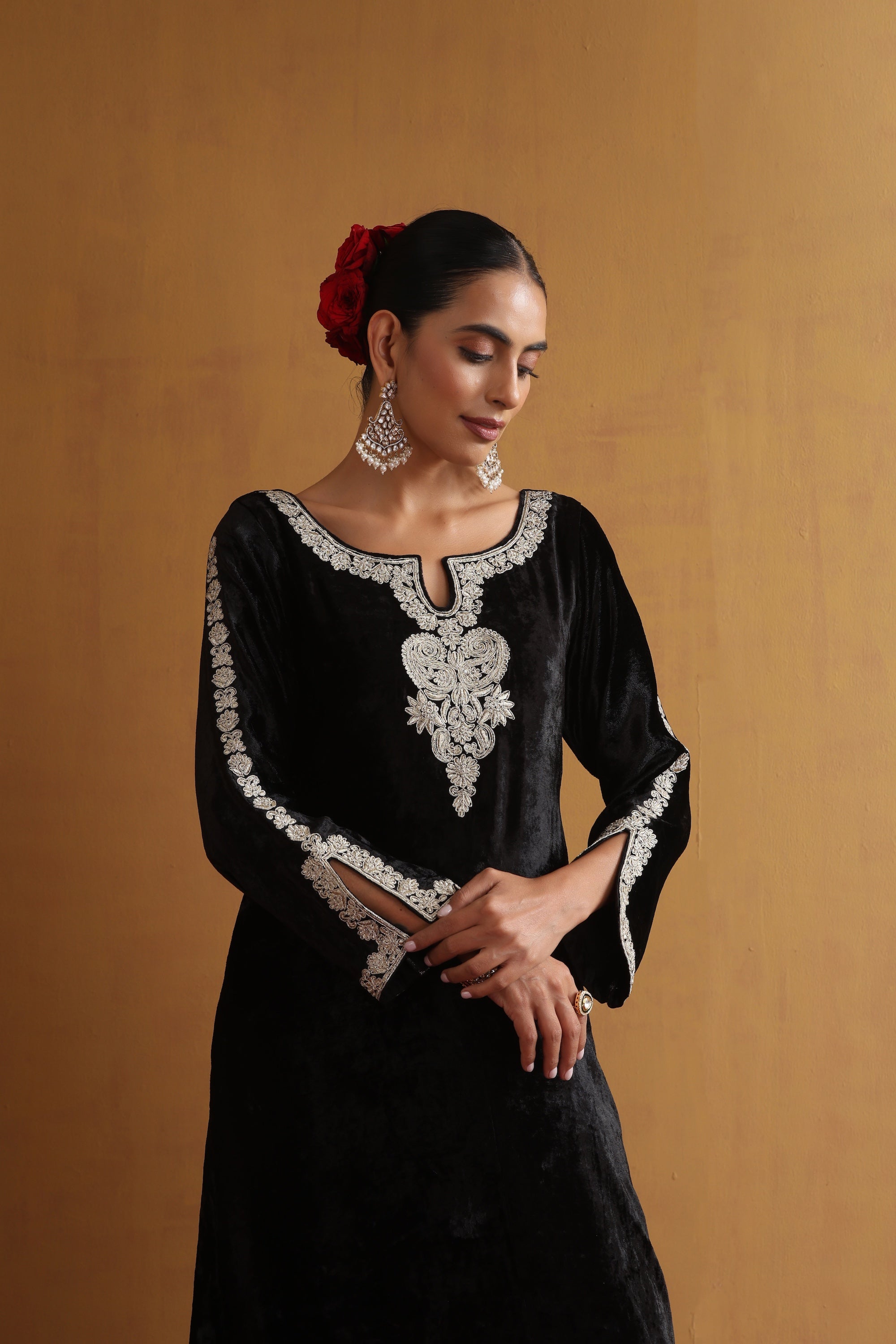 Taj Black Embroidered Kaftan
