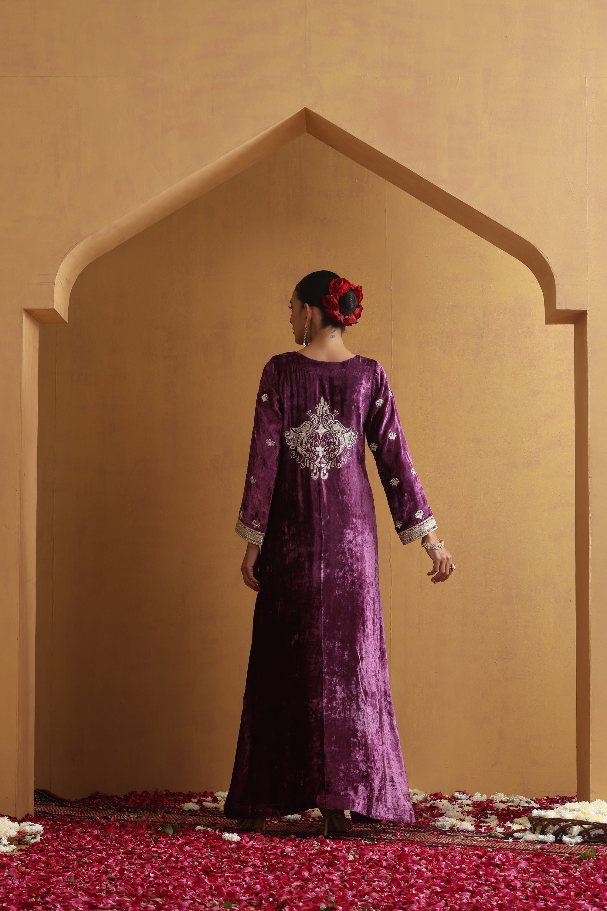 Idha Purple Embroidered Kaftan