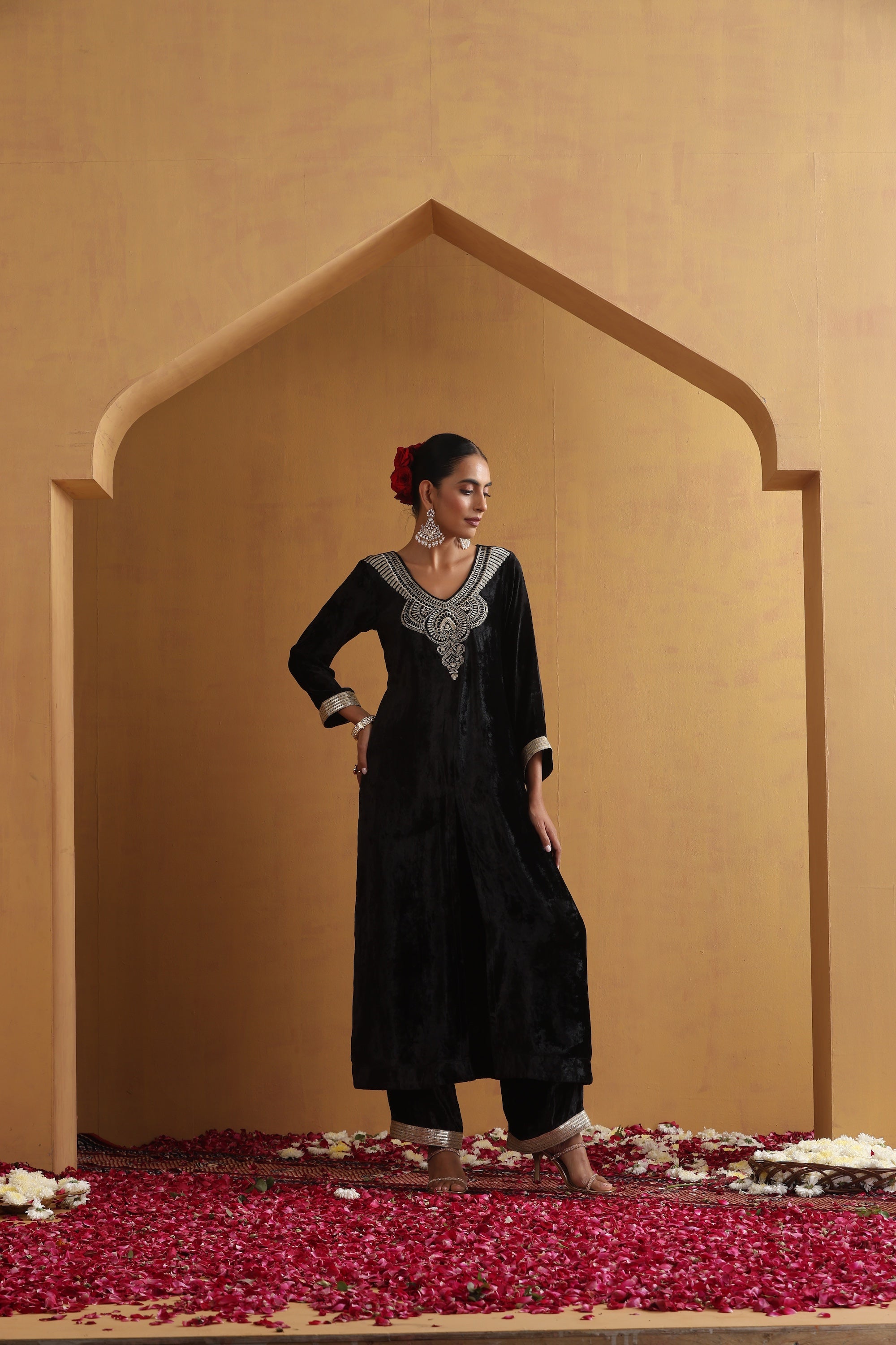 Samiksha Black Embroidered Kurta Set with Dupatta