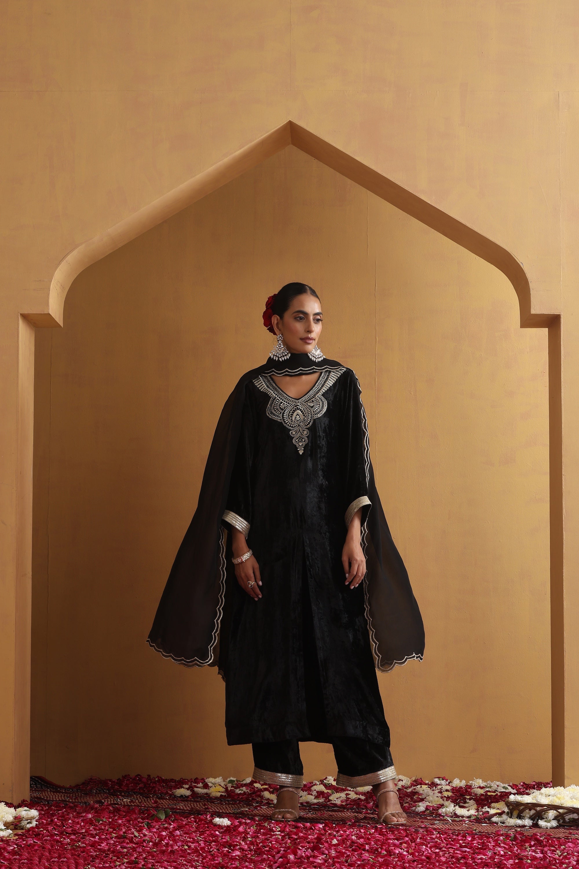 Samiksha Black Embroidered Kurta Set with Dupatta