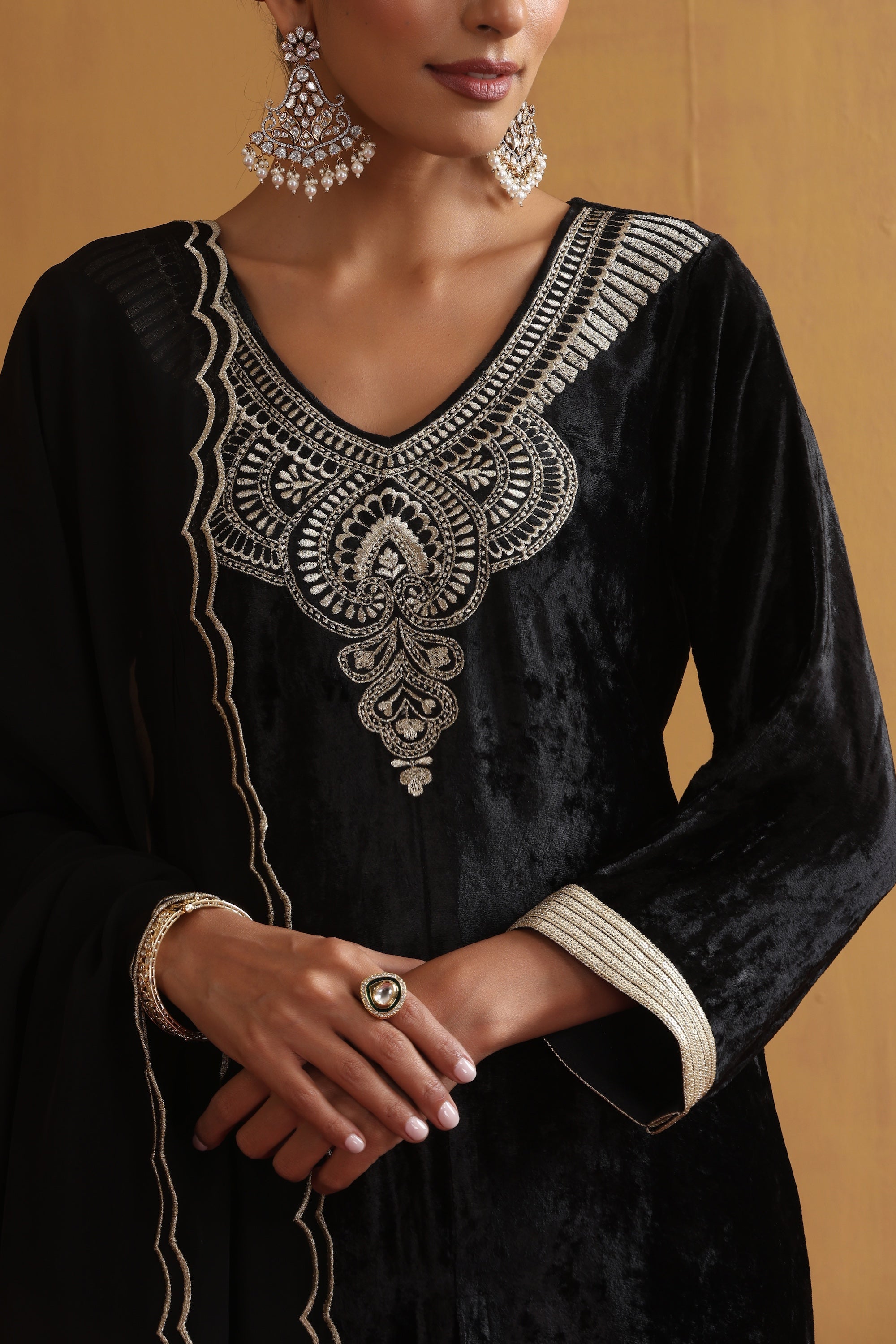 Samiksha Black Embroidered Kurta Set with Dupatta