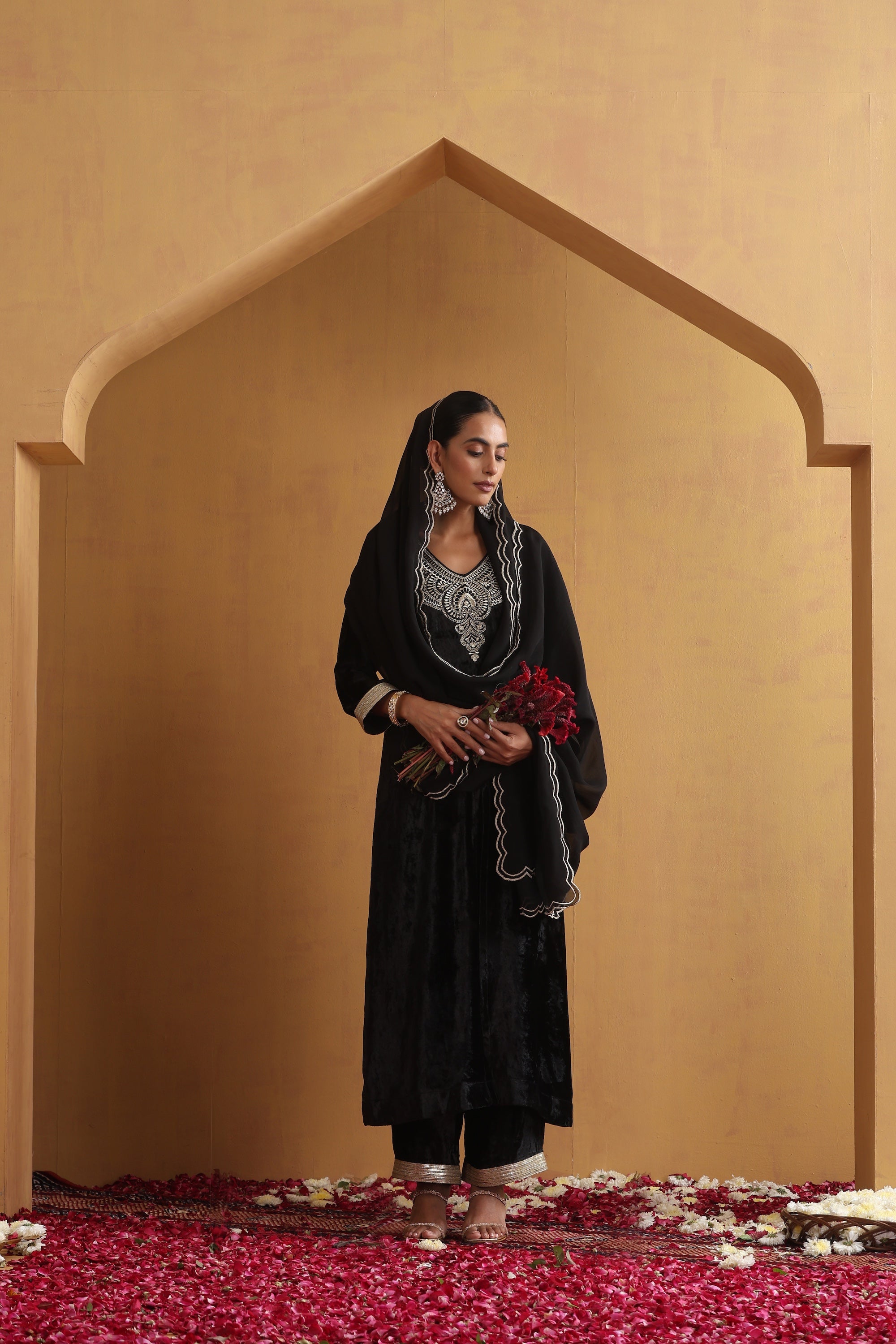 Samiksha Black Embroidered Kurta Set with Dupatta