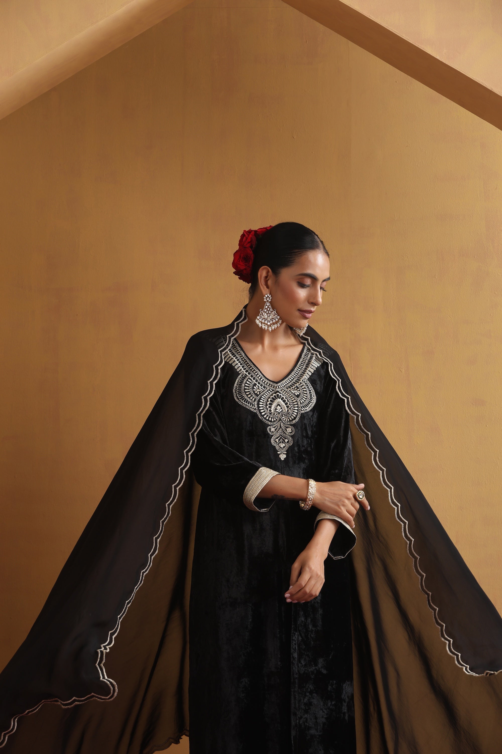 Samiksha Black Embroidered Kurta Set with Dupatta