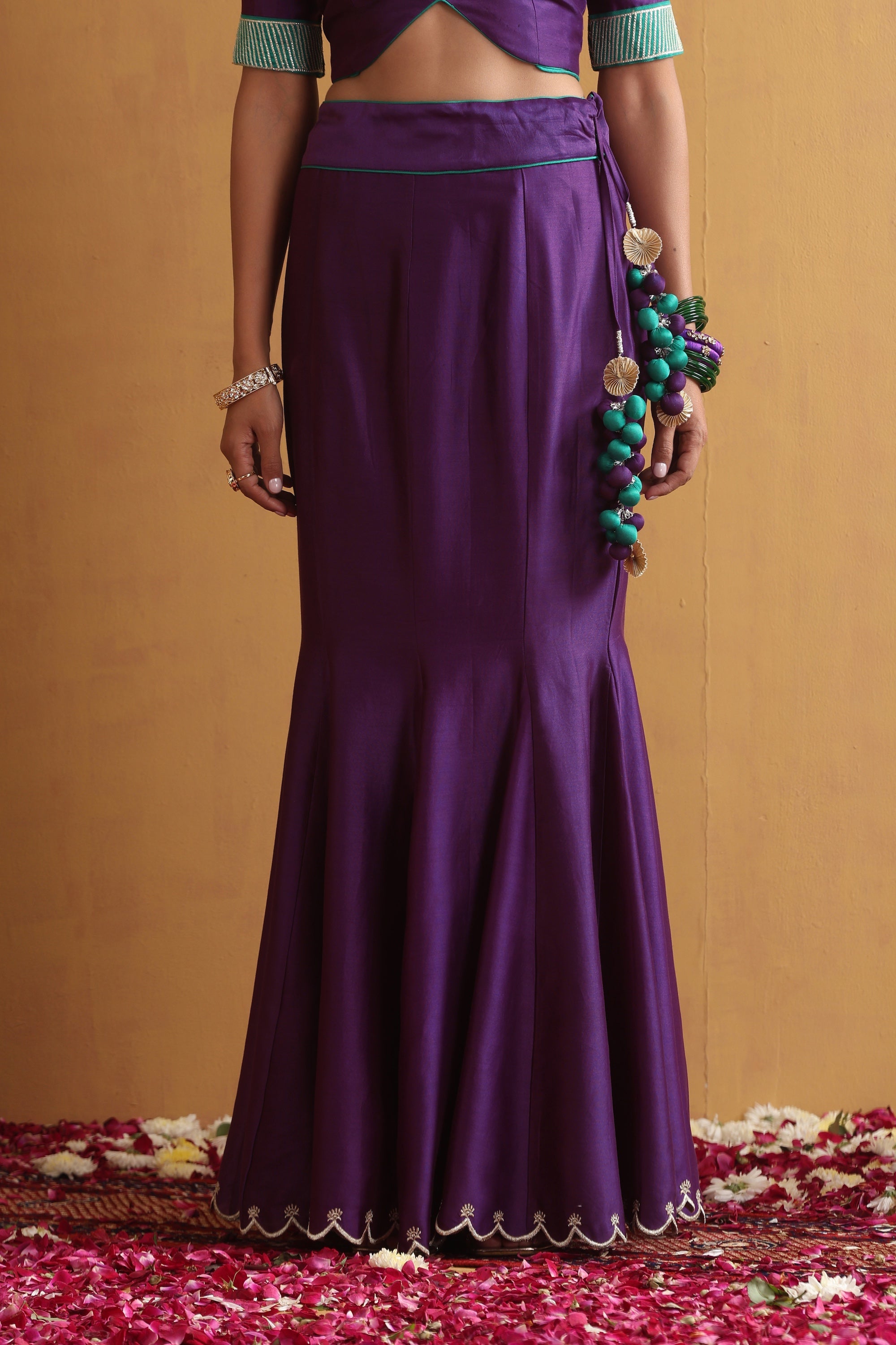 Kalyani Purple Embroidered Lehenga Set with Dupatta