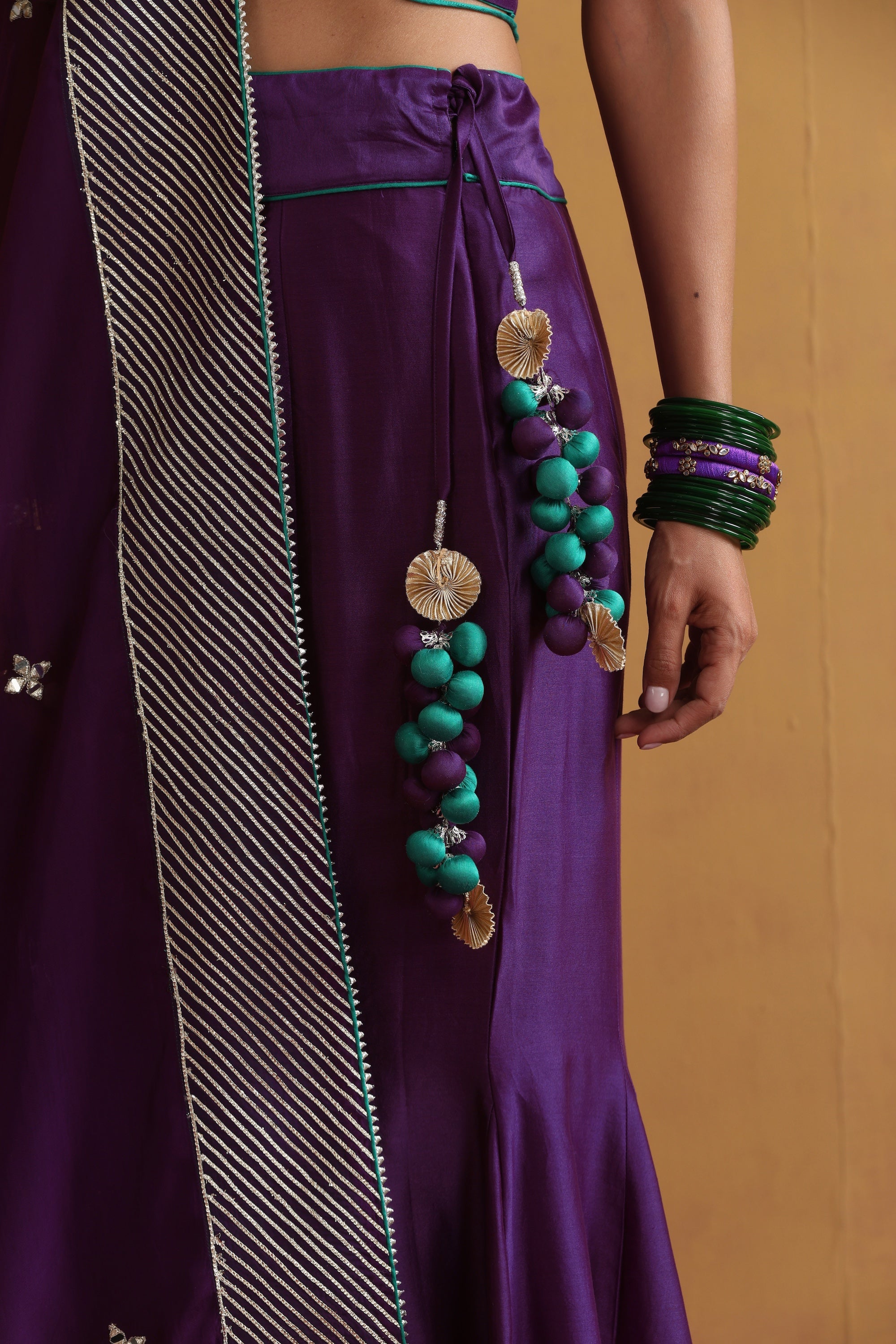 Kalyani Purple Embroidered Lehenga Set with Dupatta