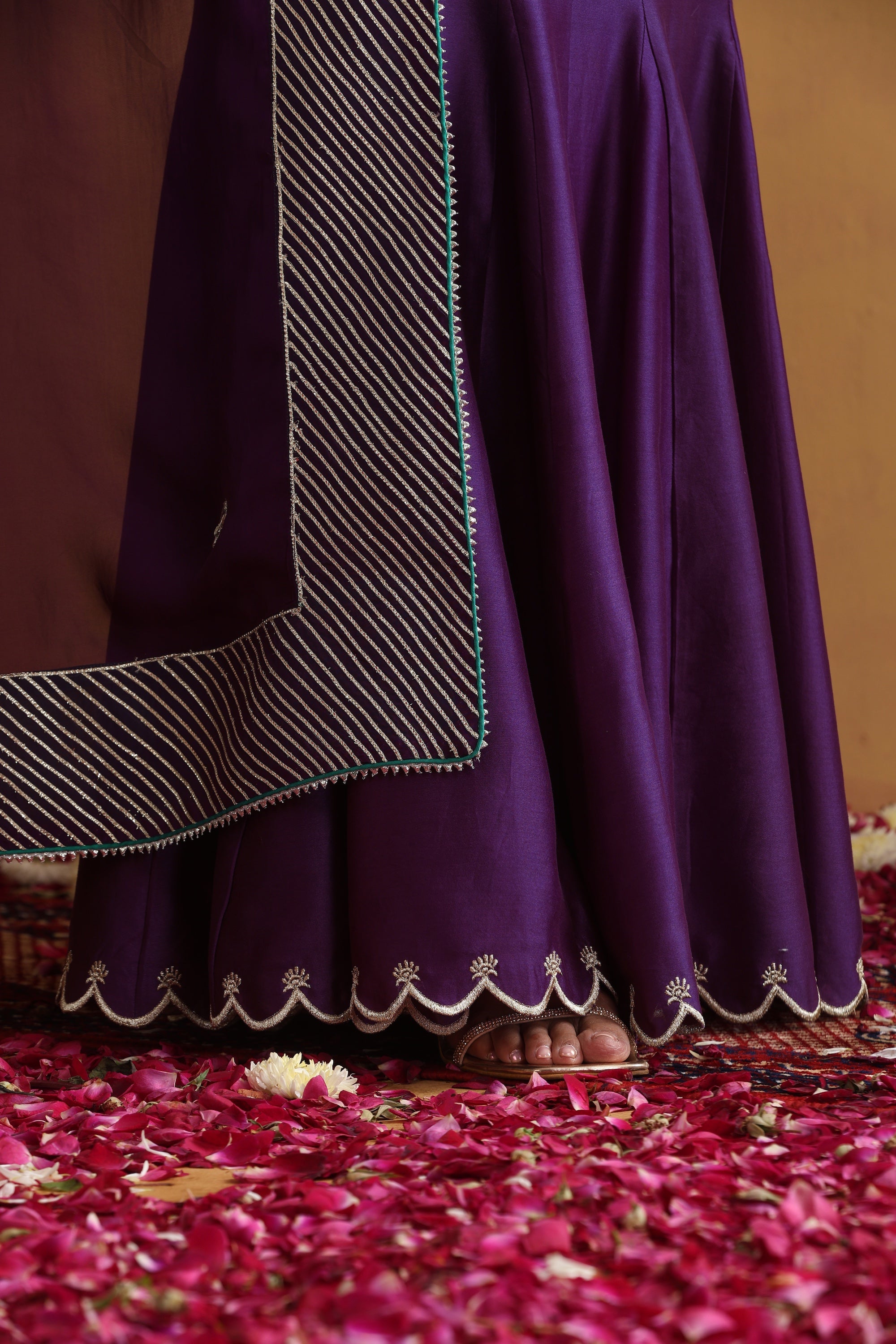 Kalyani Purple Embroidered Lehenga Set with Dupatta