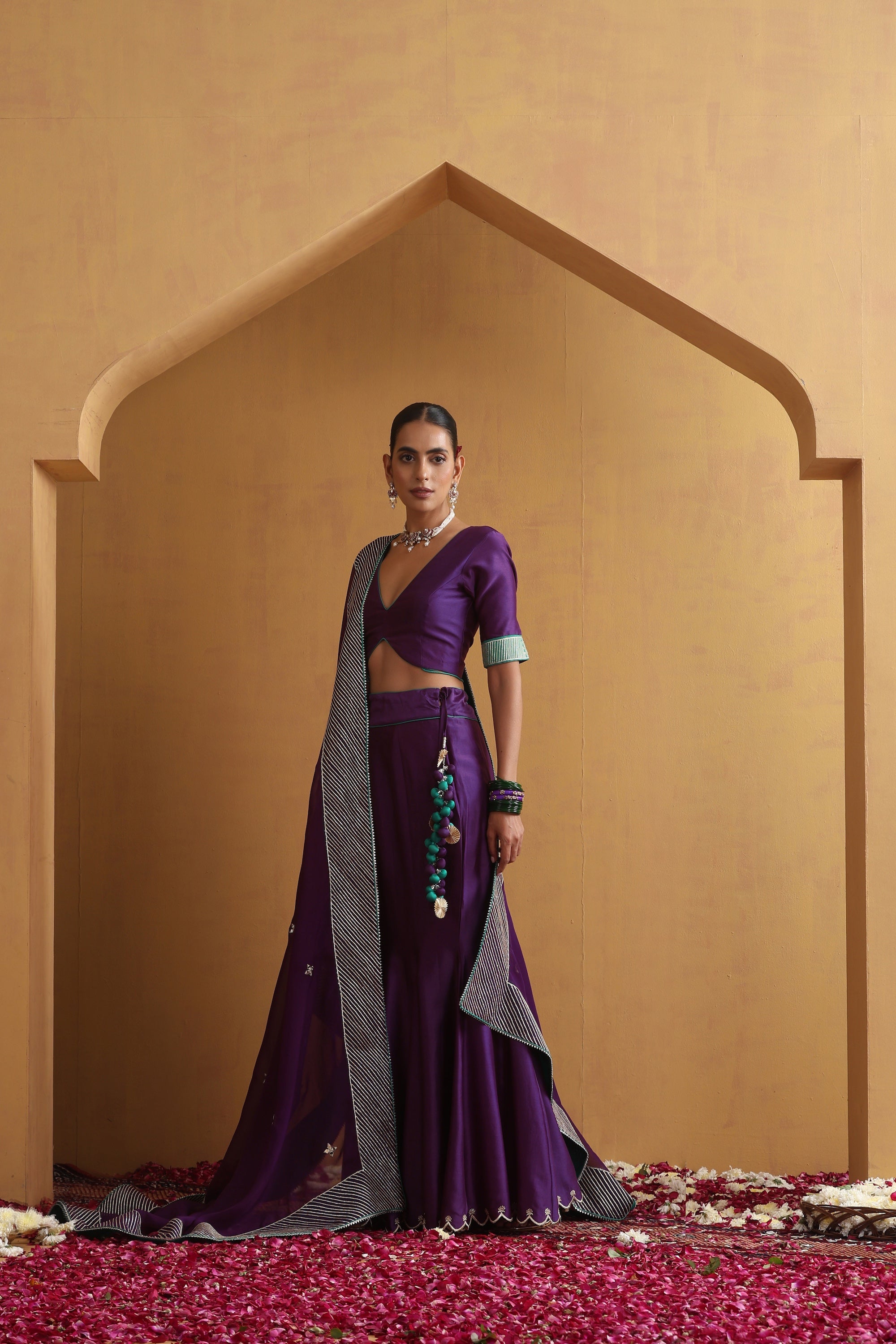 Kalyani Purple Embroidered Lehenga Set with Dupatta