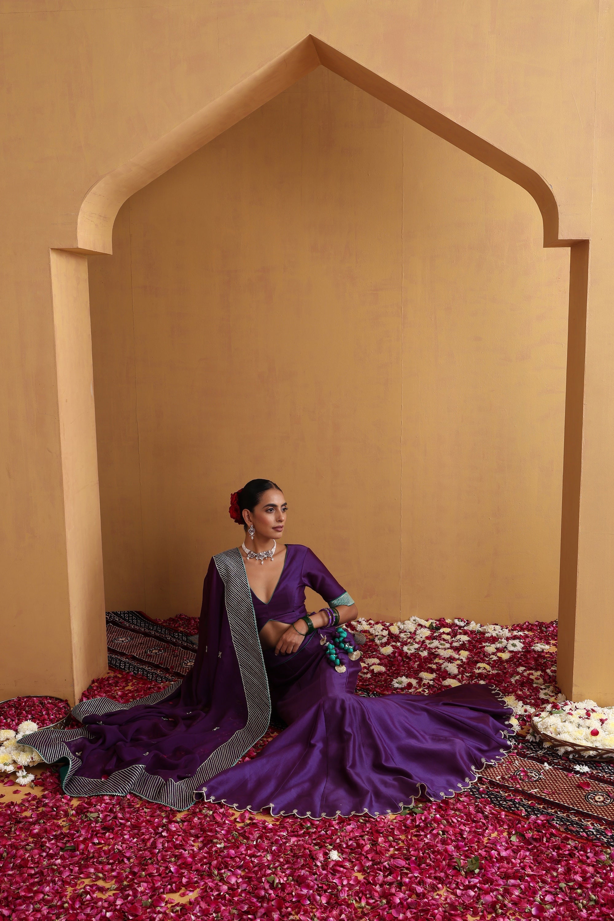 Kalyani Purple Embroidered Lehenga Set with Dupatta