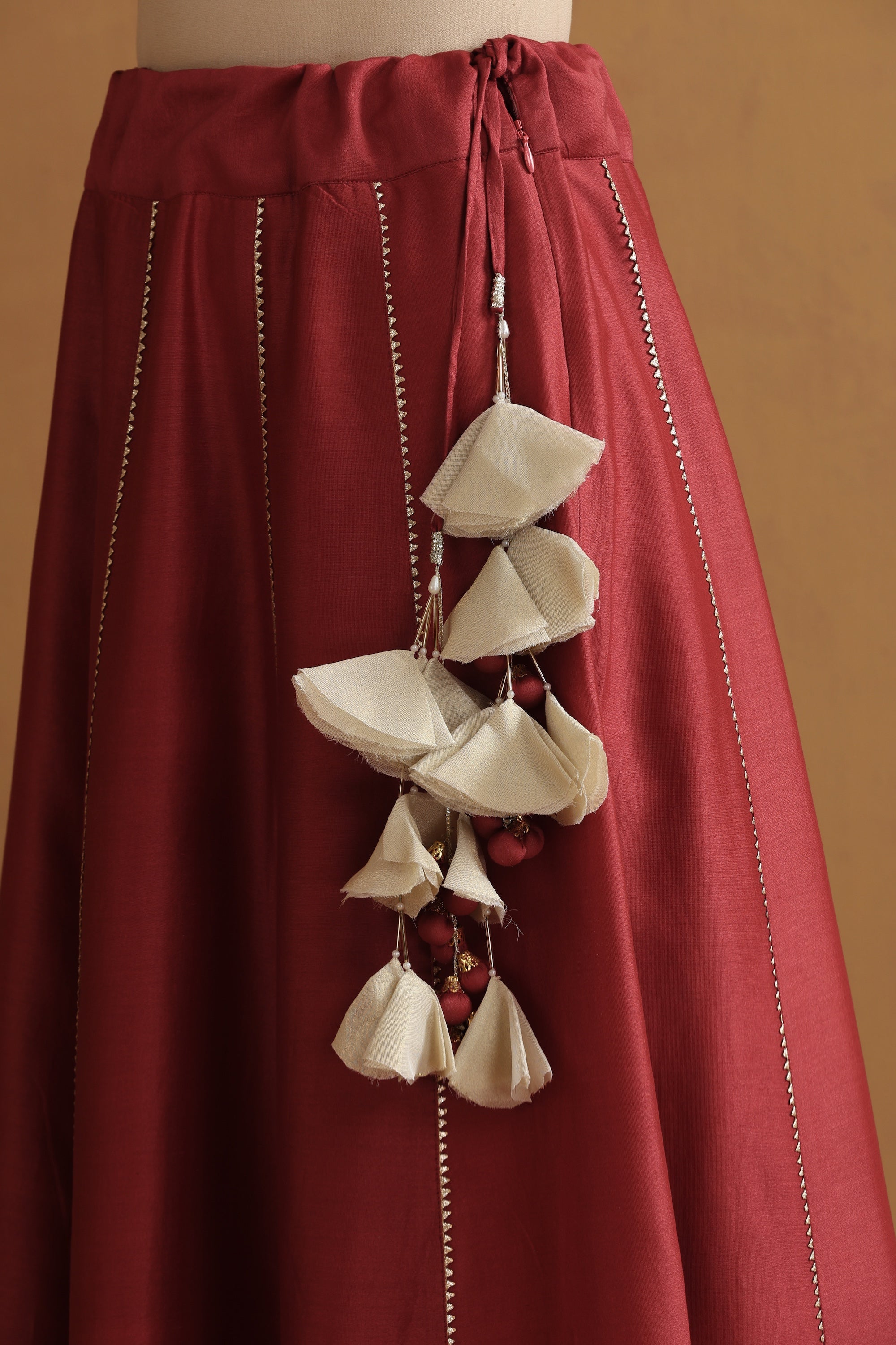 Katha Rust Embroidered Lehenga Set with Dupatta