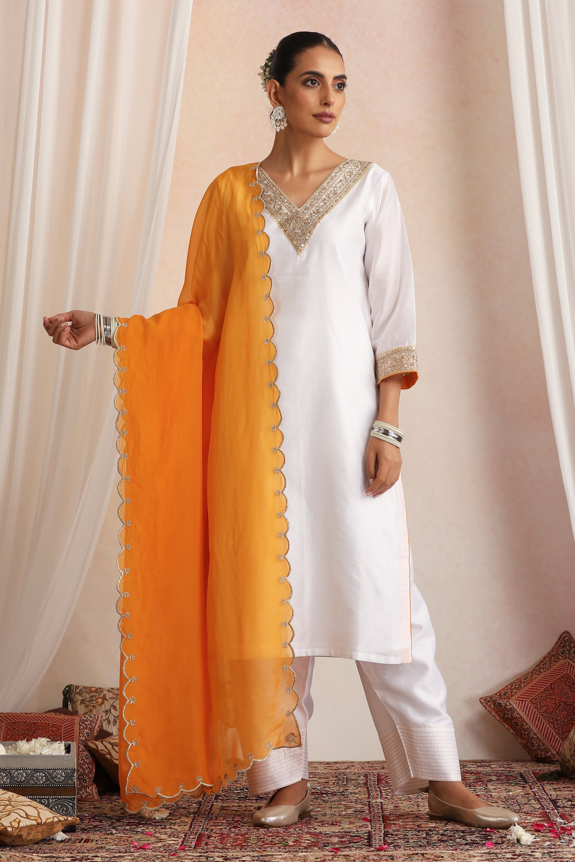 Chandini White Kurta Set with Dupatta