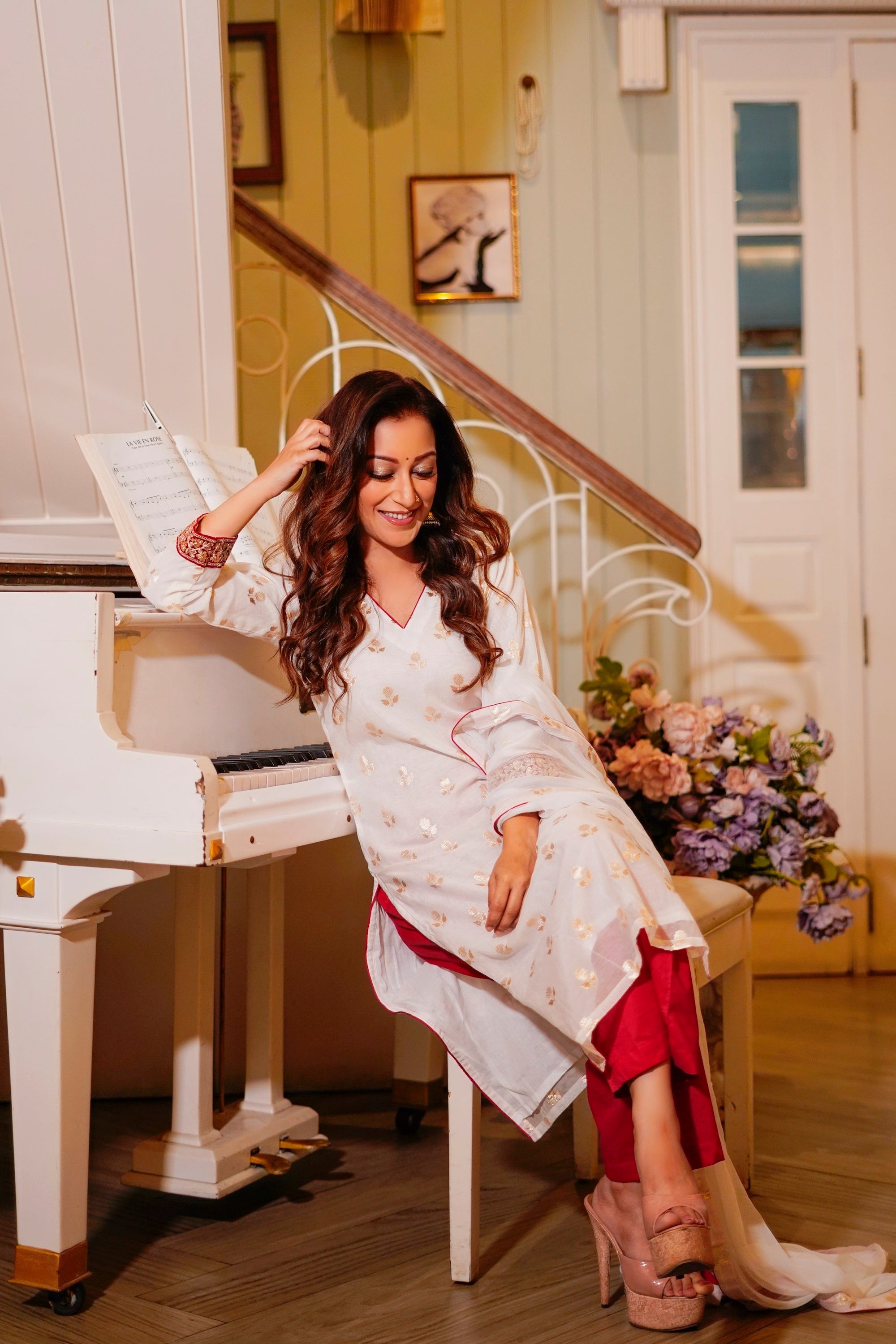 Rukhsar White Kurta Set with Dupatta