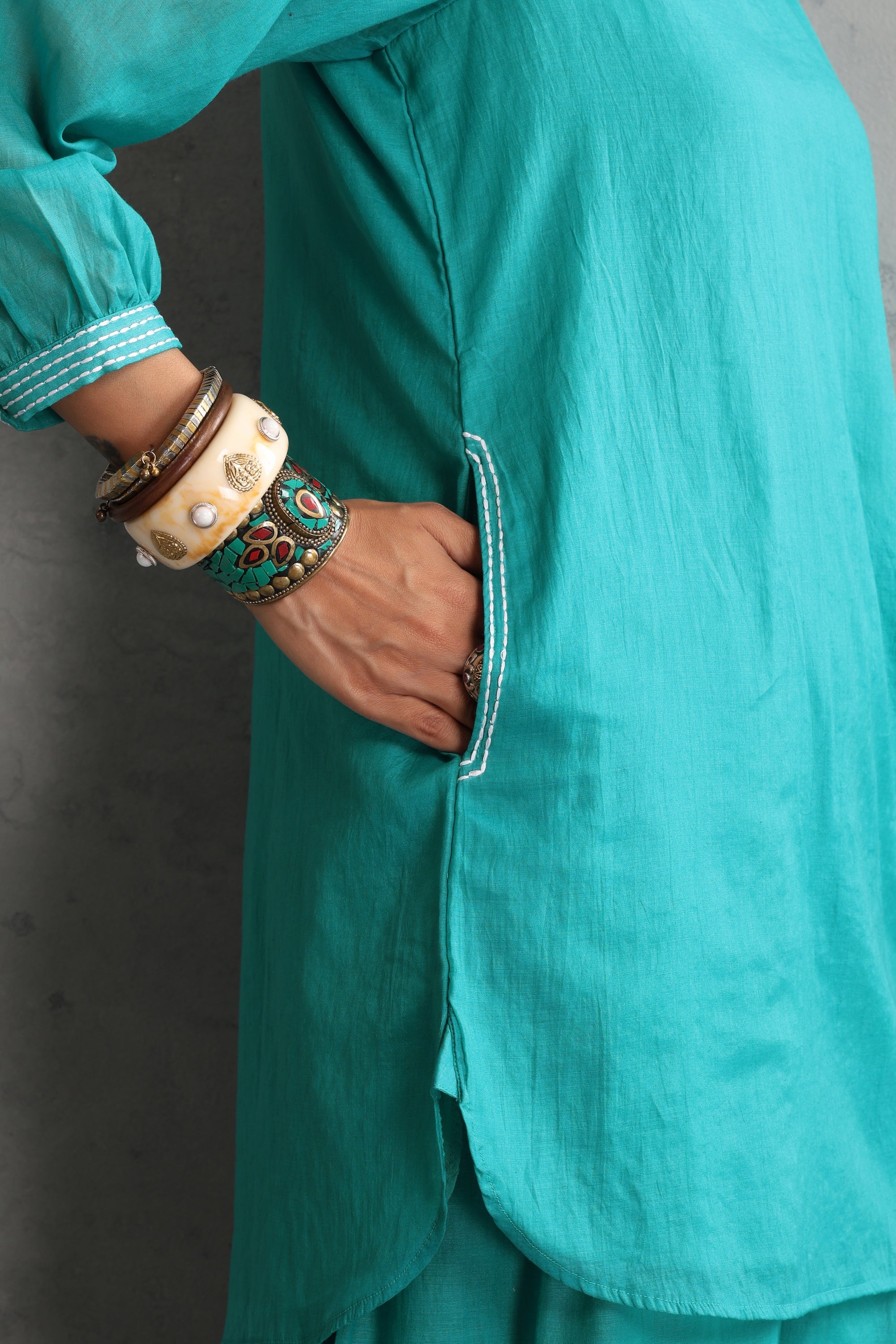 Niyora Teal Embroidered Co-ord Set