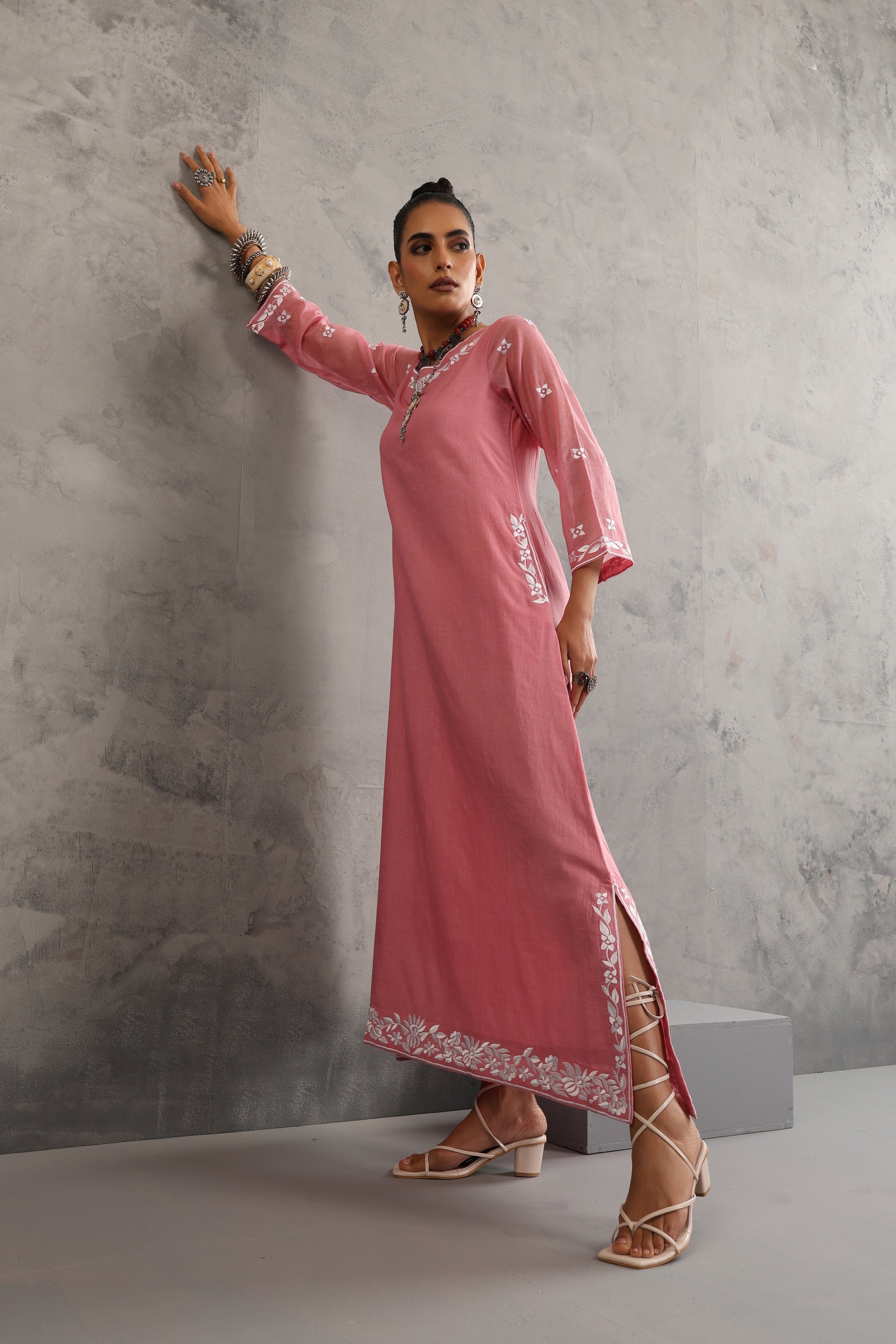 Tiffany Pink Embroidered Kaftan