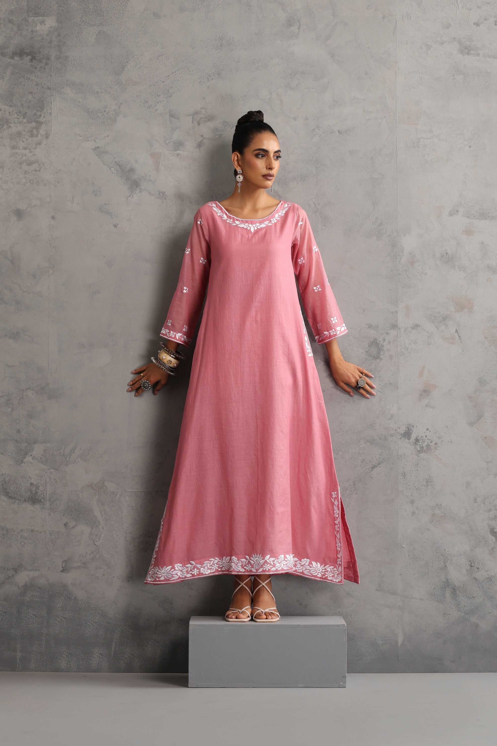 Tiffany Pink Embroidered Kaftan
