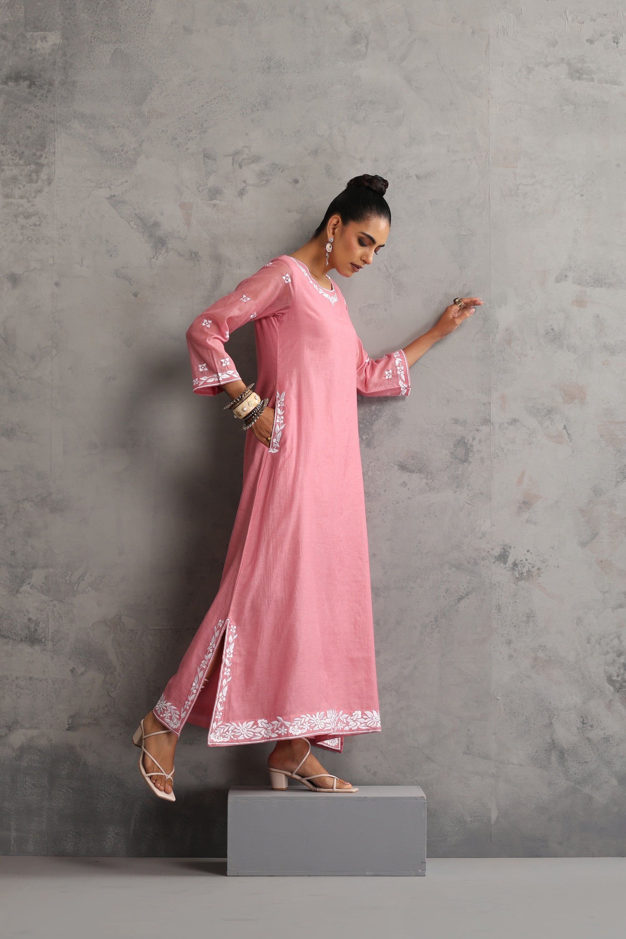 Tiffany Pink Embroidered Kaftan