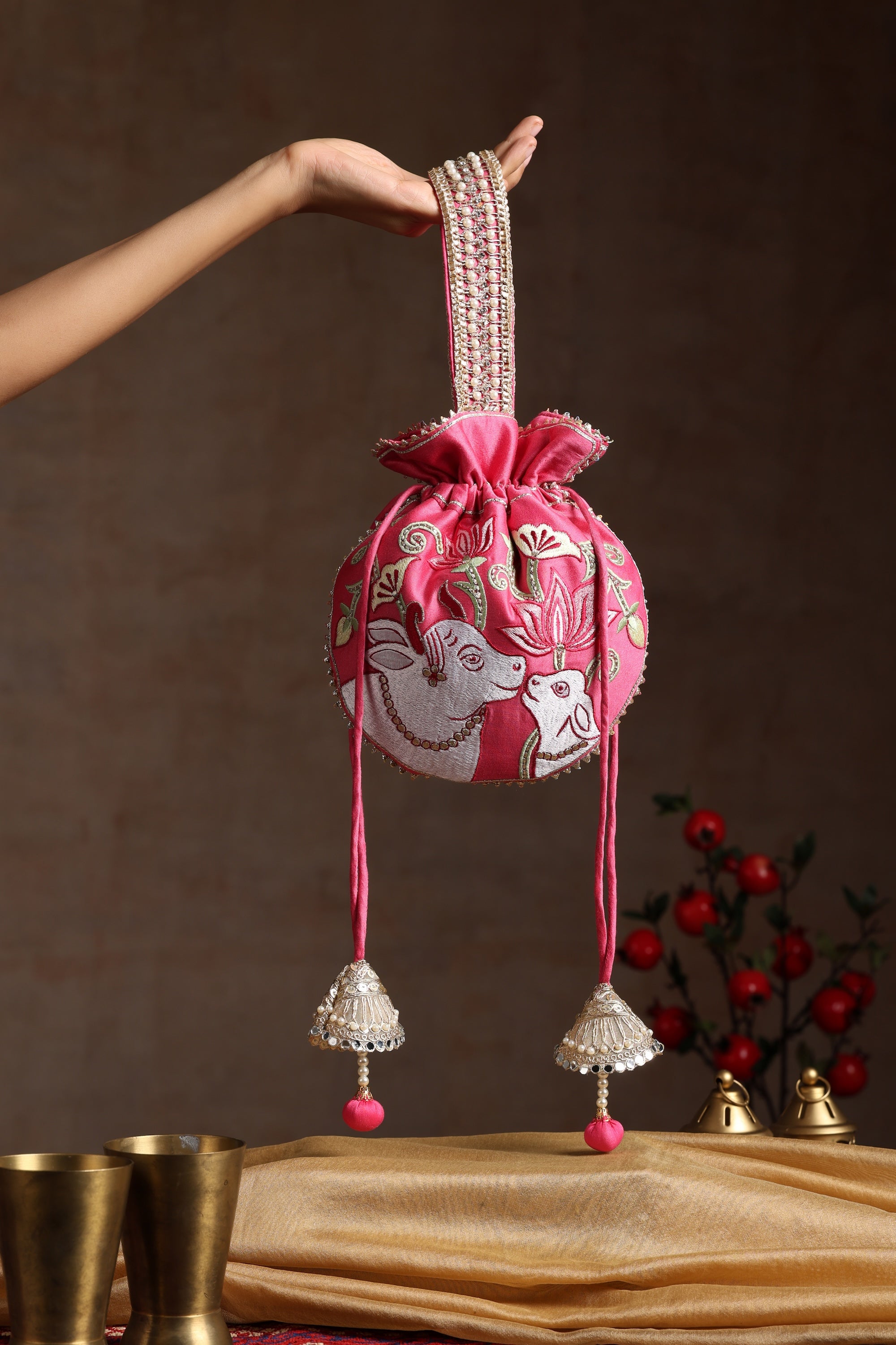 Sui Kala Pal Pink Embroidered Potli Bag