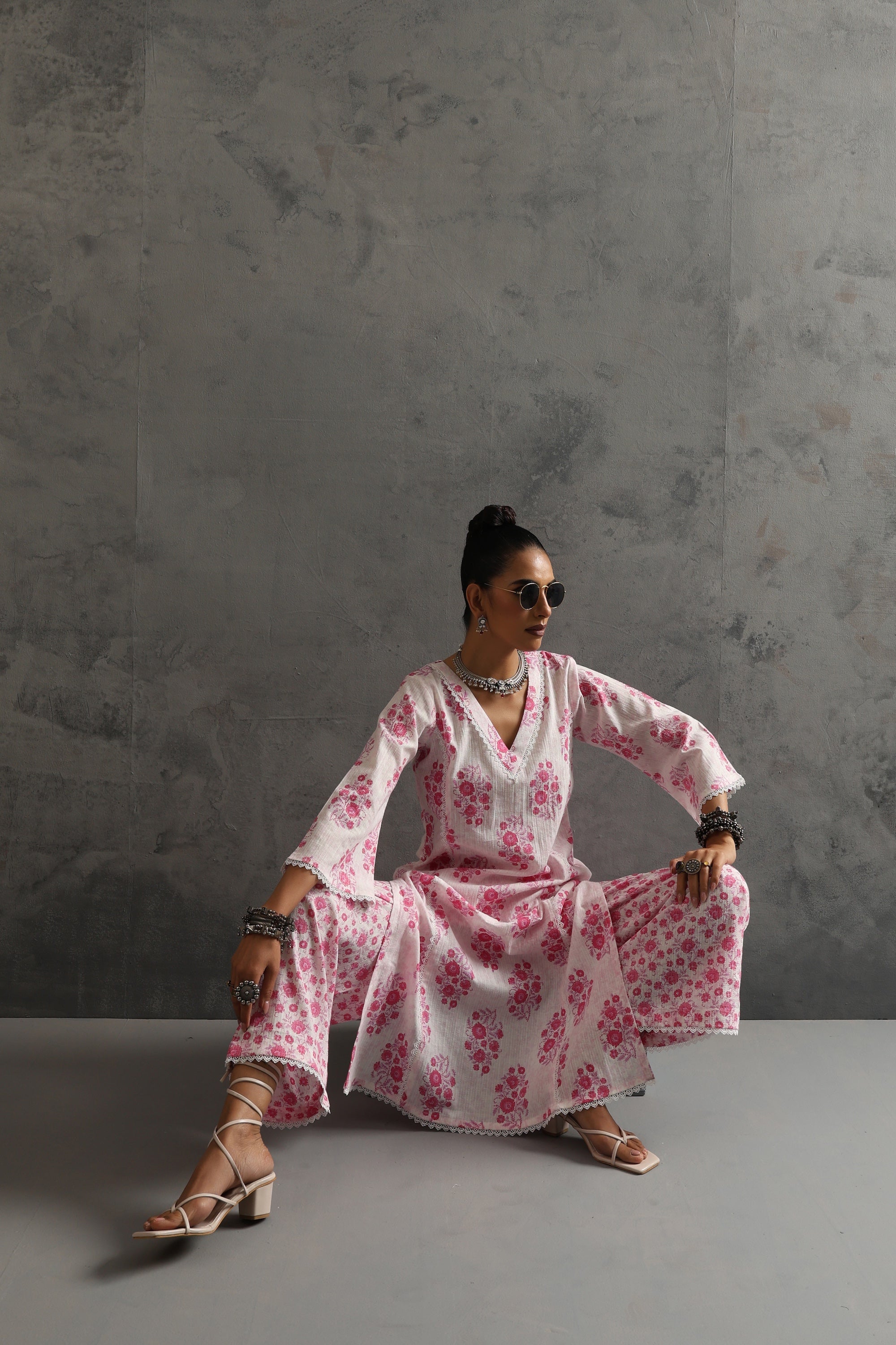 Esme Pink Floral Kurta Set
