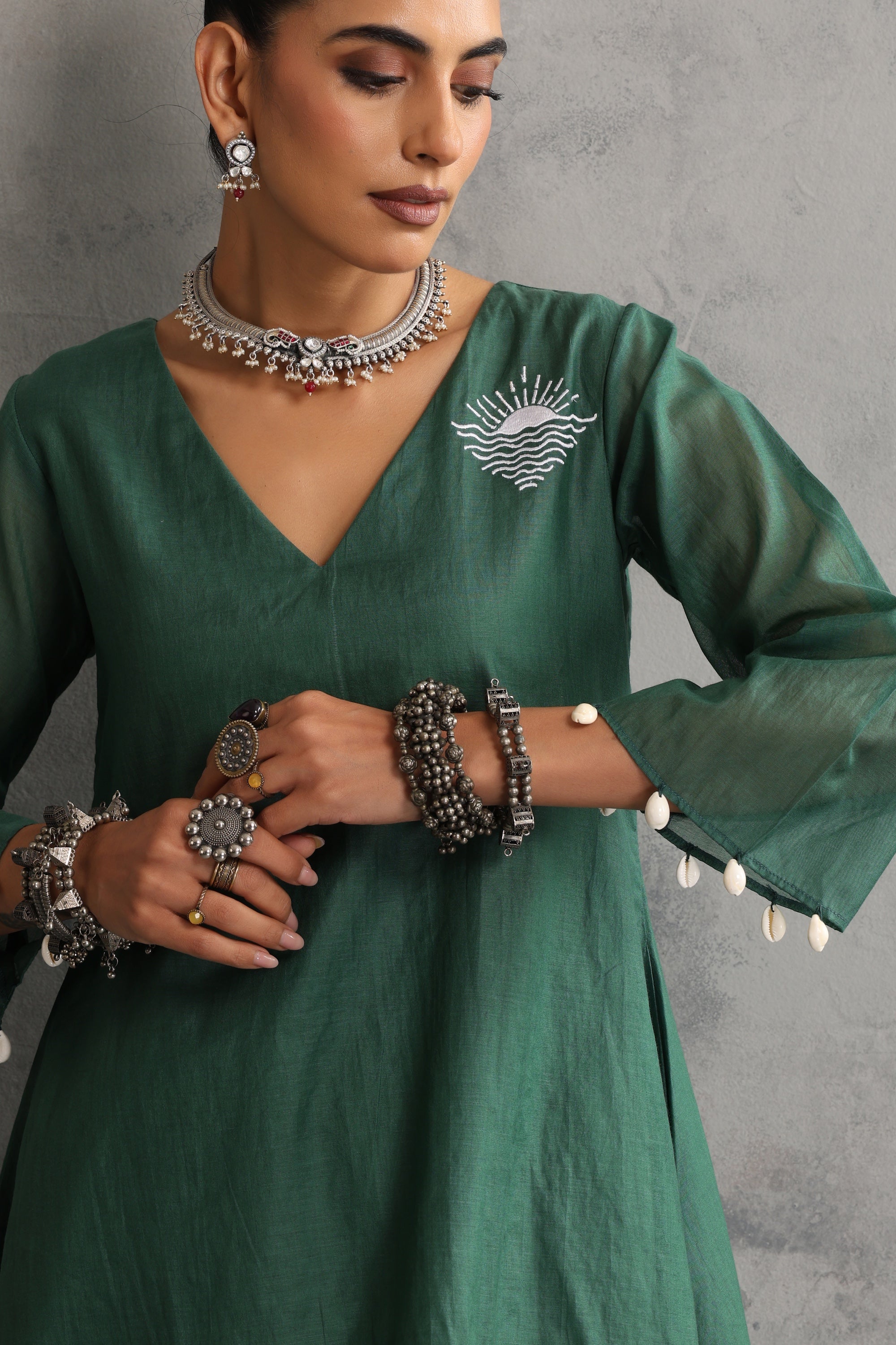 Sunrise Deep Green Embroidered Co-ord Set