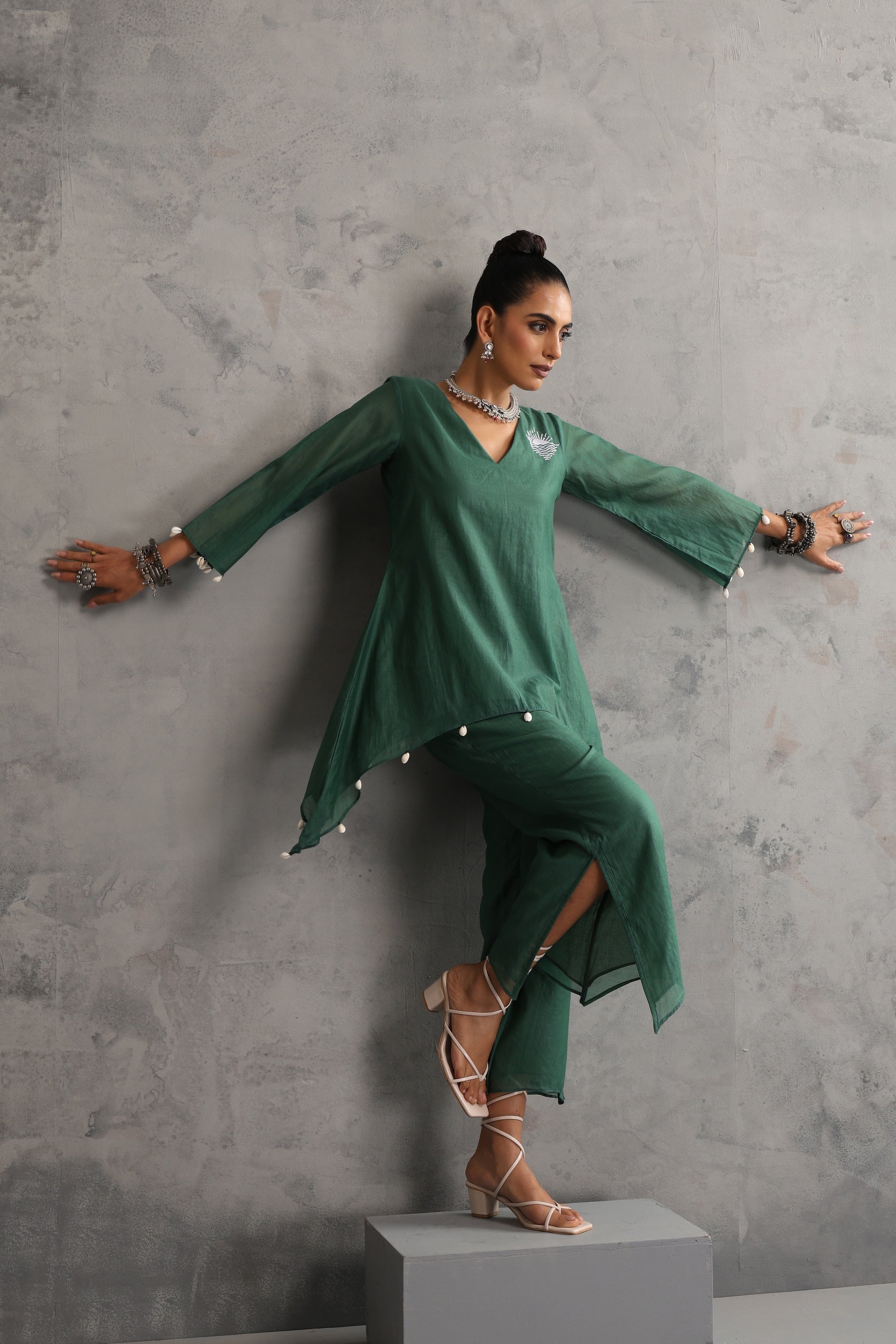 Sunrise Deep Green Embroidered Co-ord Set