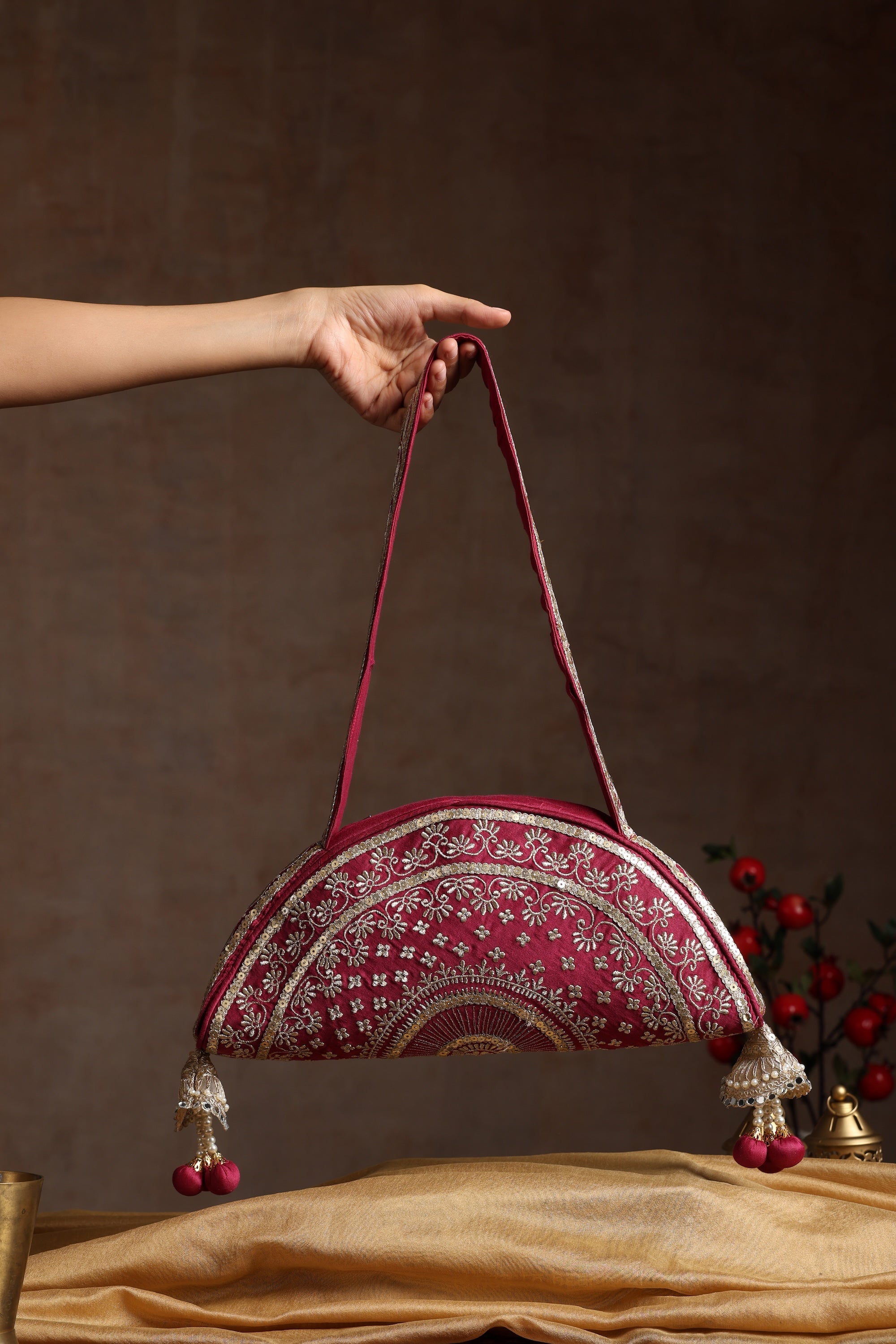 Sui Kala Khwaish Maroon Embroidered Bag