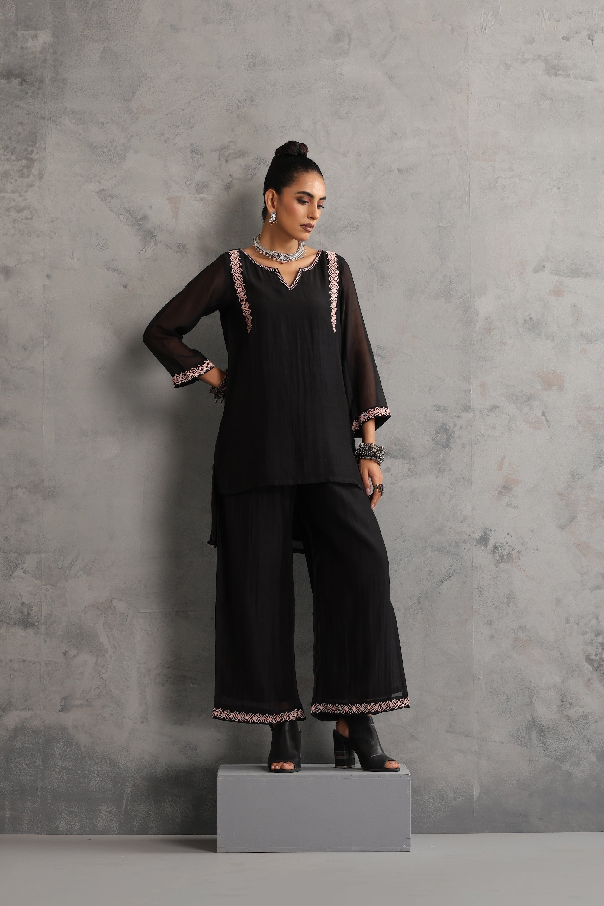 Aurika Black Embroidered Co-ord Set