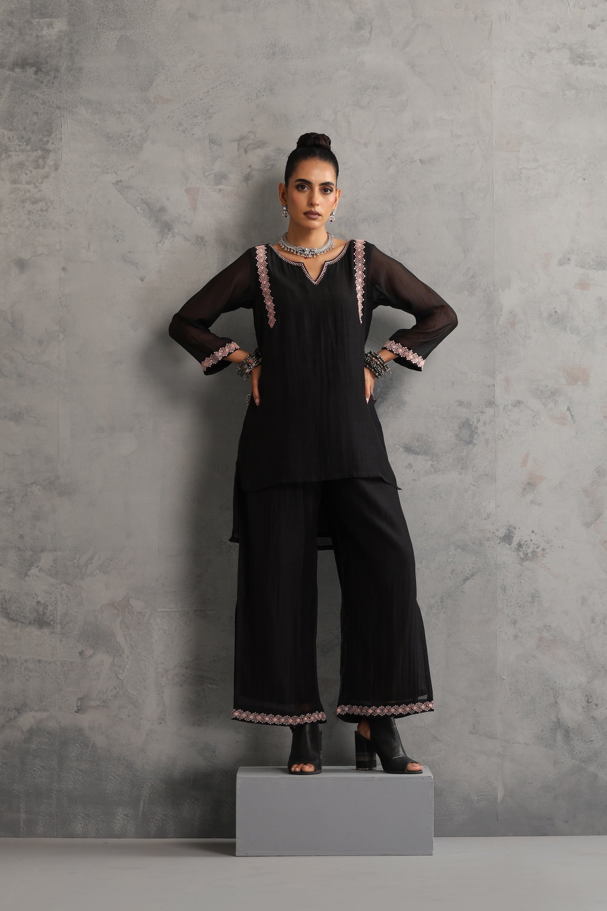 Aurika Black Embroidered Co-ord Set