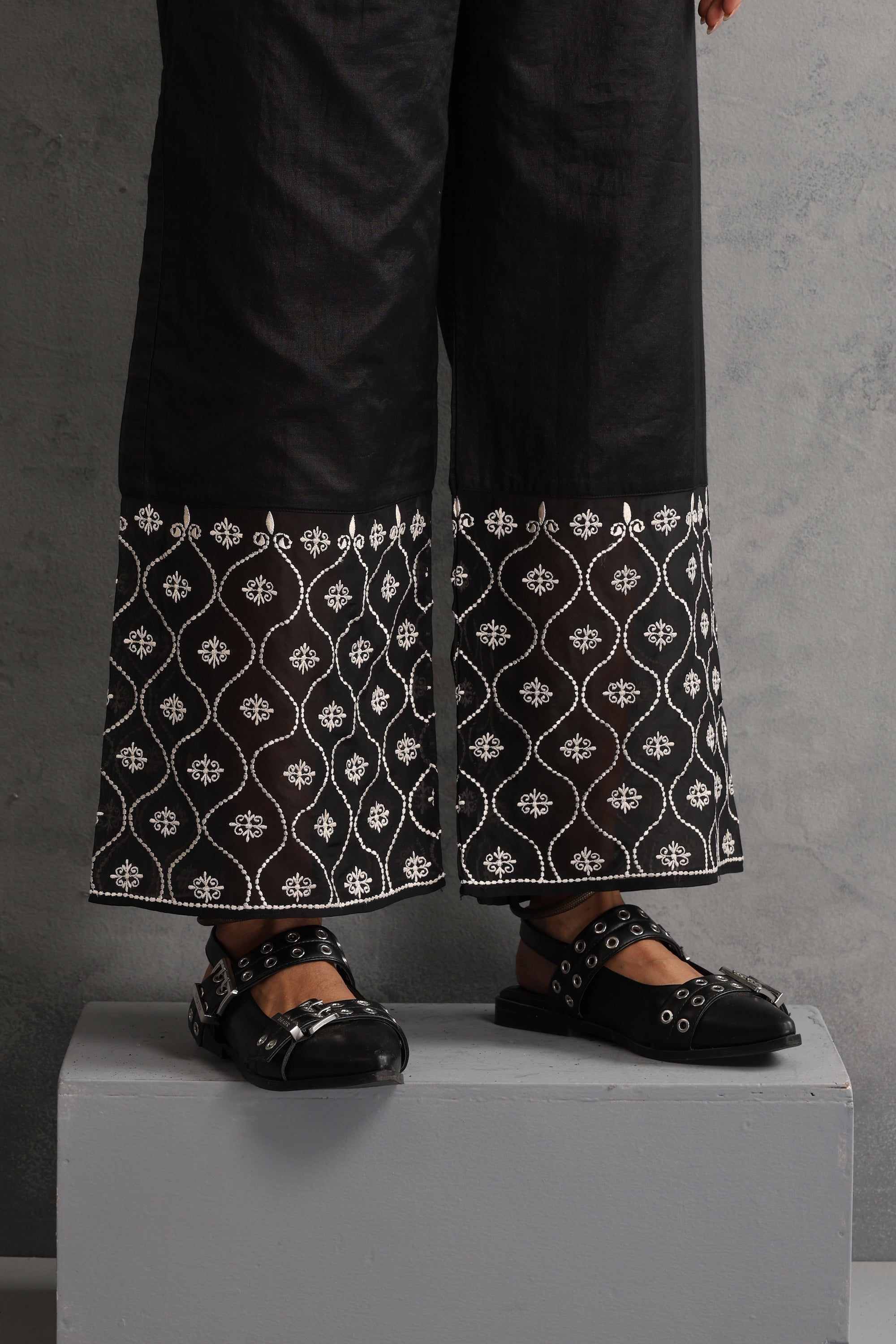 Yuvina Black Embroidered Kurta Set with Dupatta