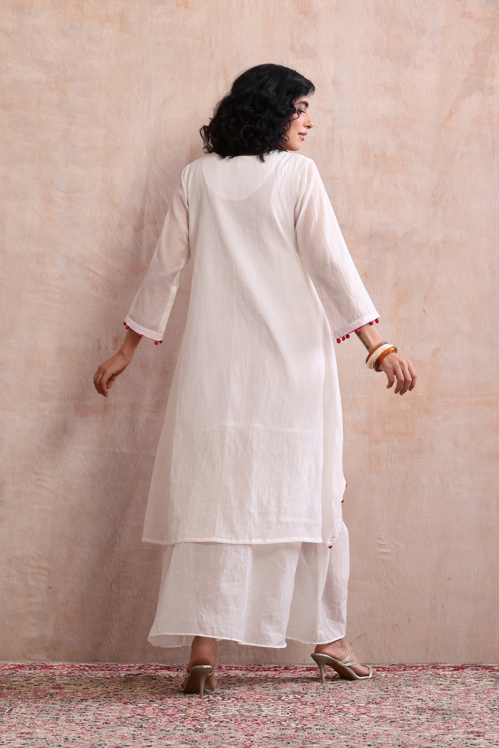 Pasha Off White Embroidered Kurta Dress