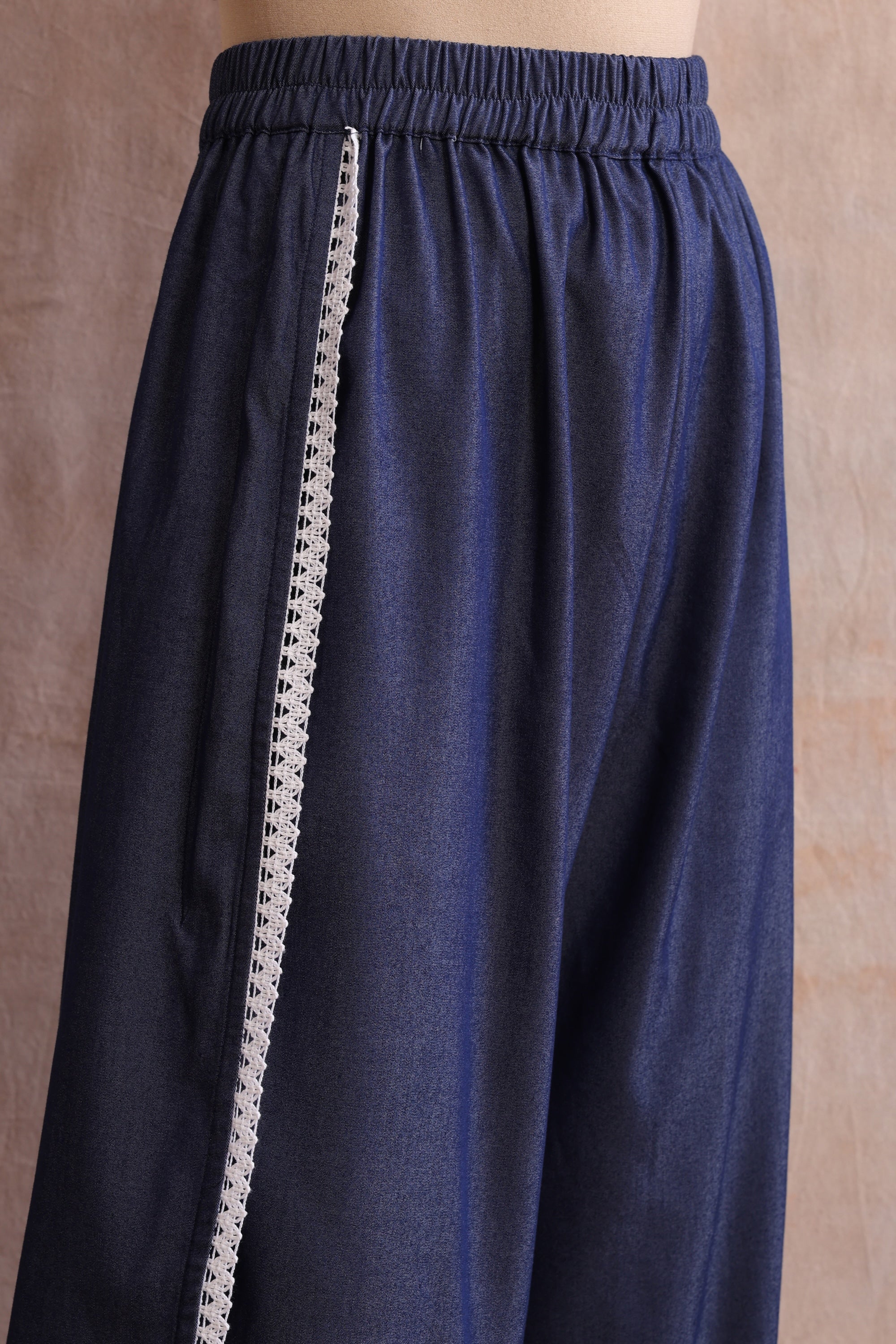 Seren Blue Denim Embroidered Co-ord Set