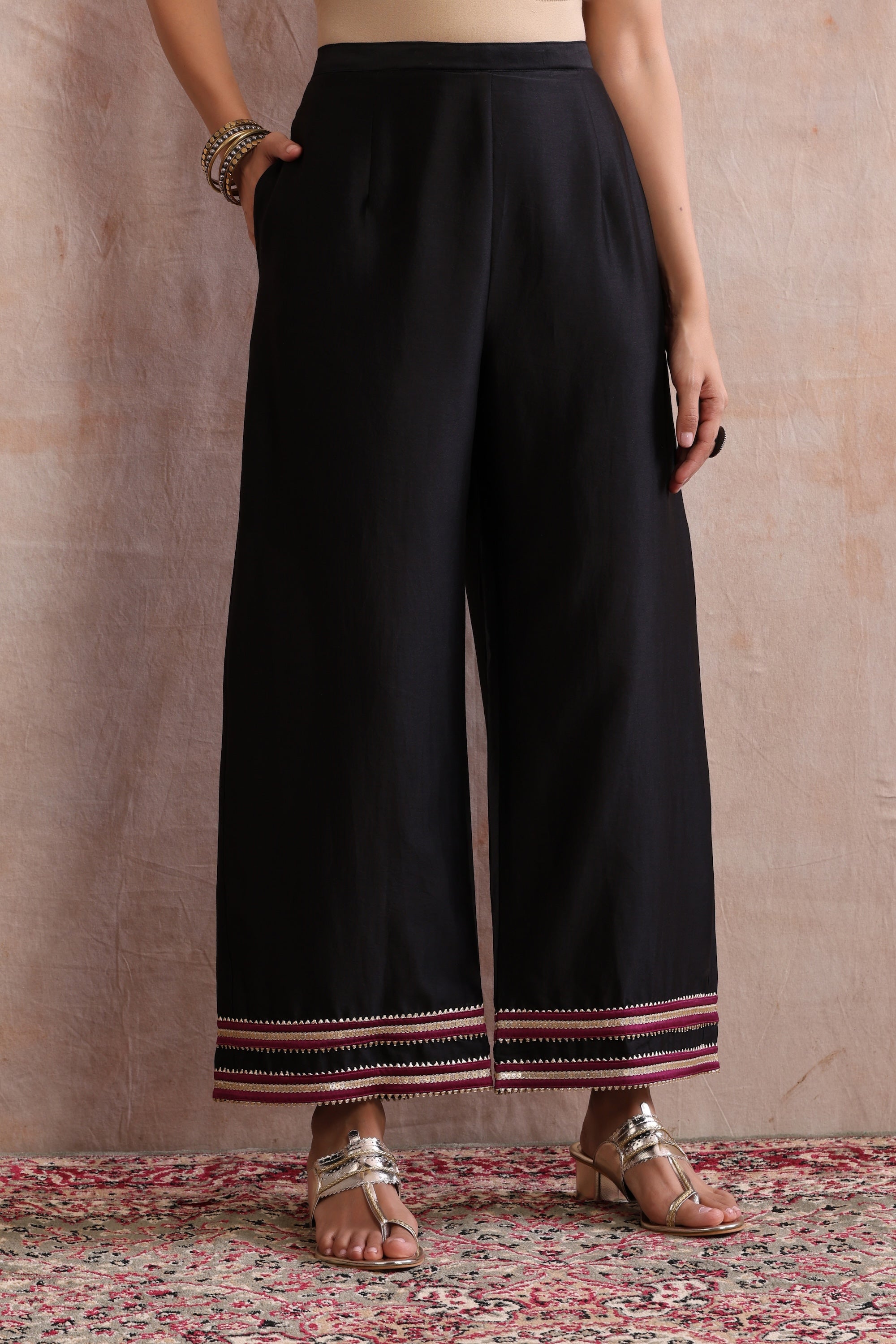 Aloka Black and Wine Kurta Set with Dupatta