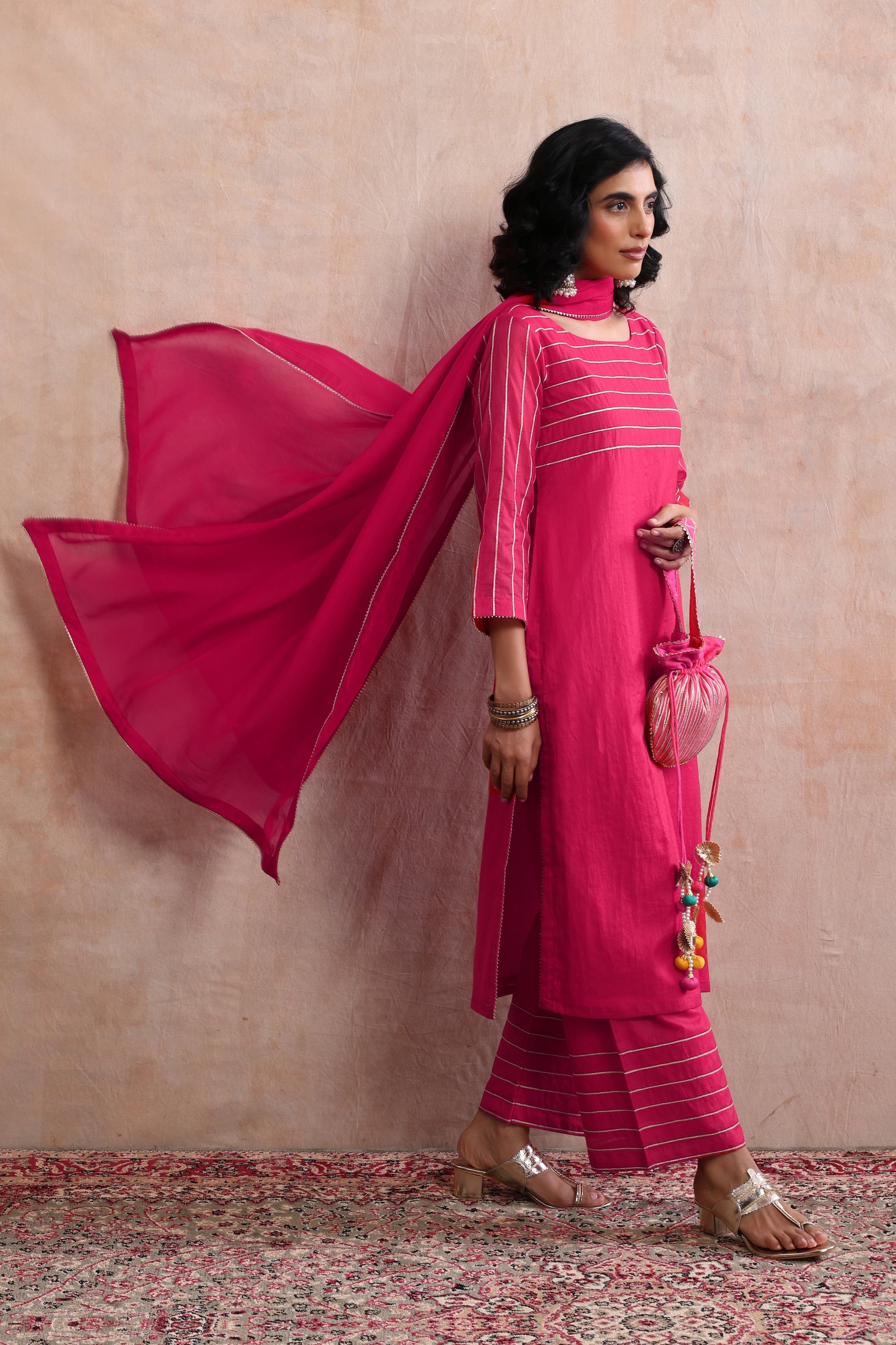 Satya Red Kurta Set with Dupatta