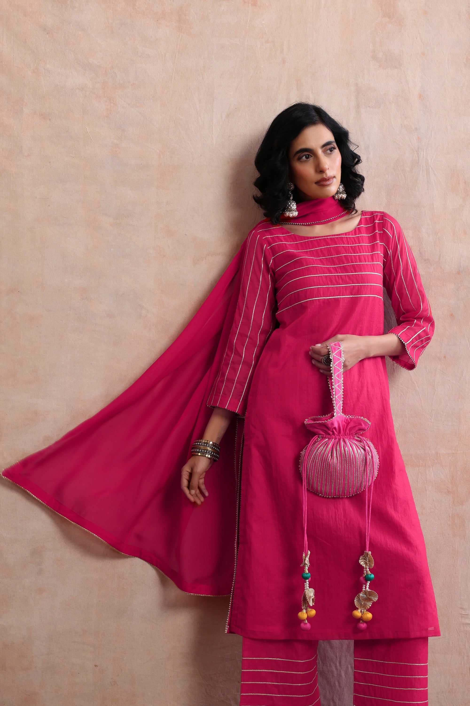 Satya Red Kurta Set with Dupatta