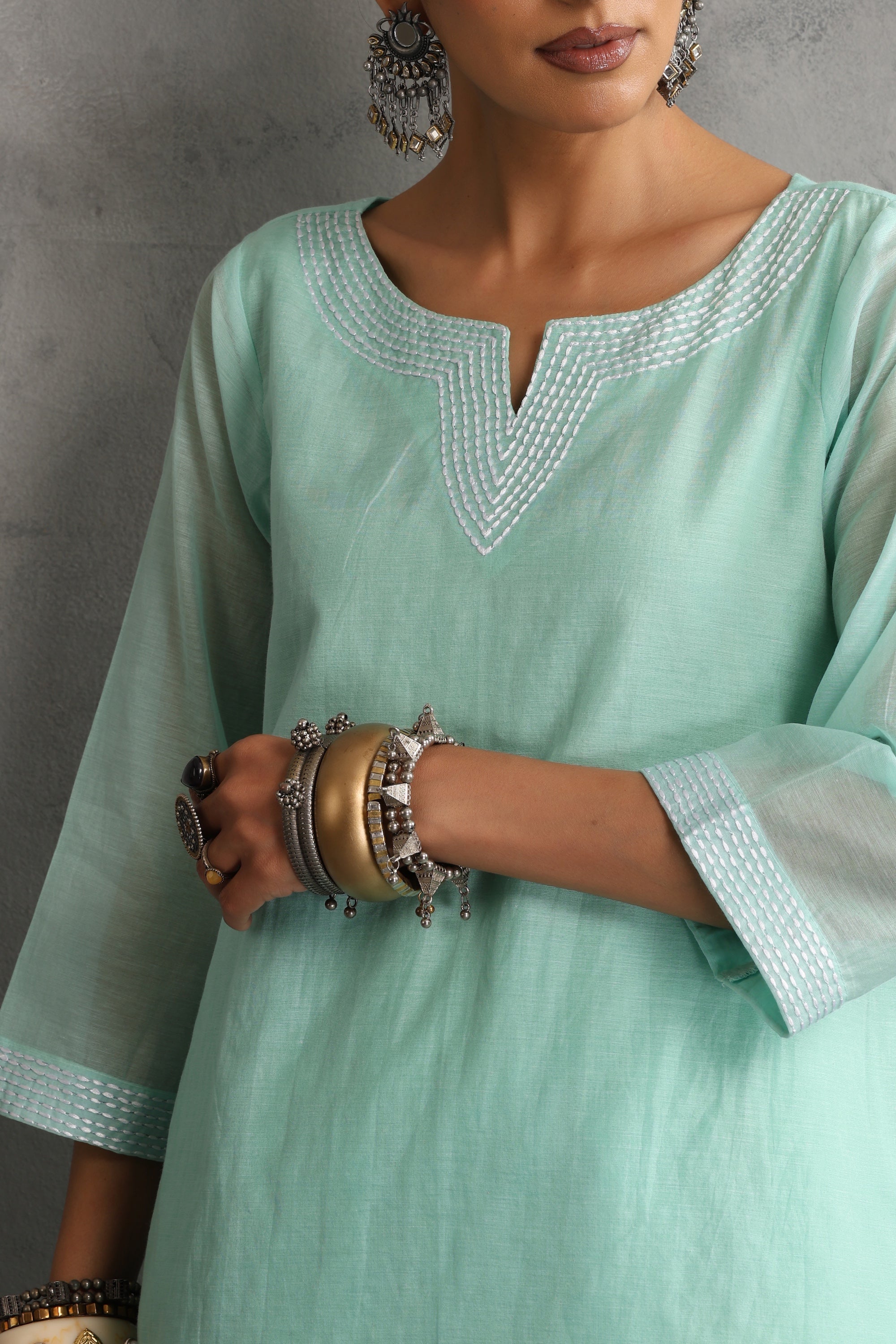Nitra Mint Embroidered Co-ord Set