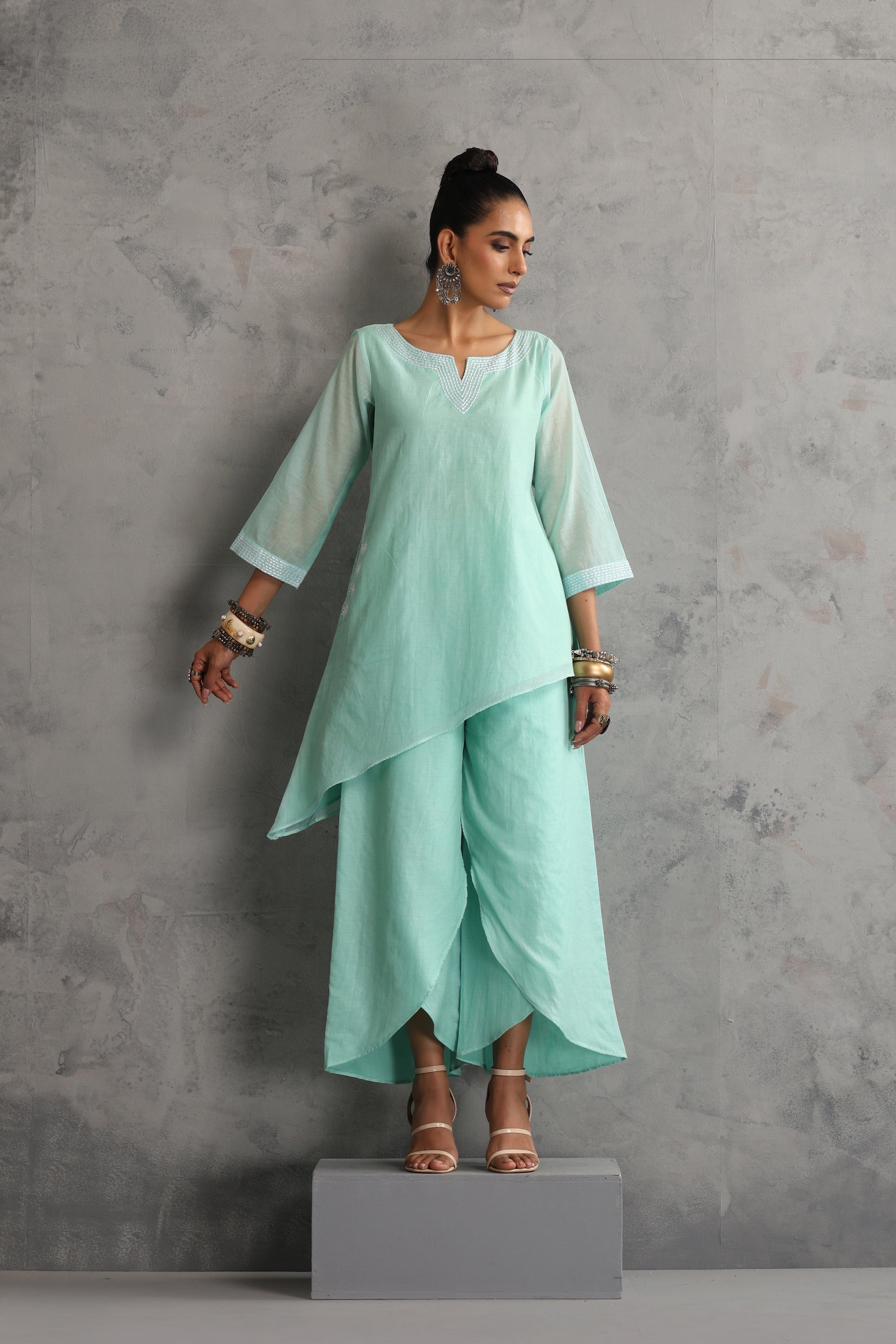 Nitra Mint Embroidered Co-ord Set