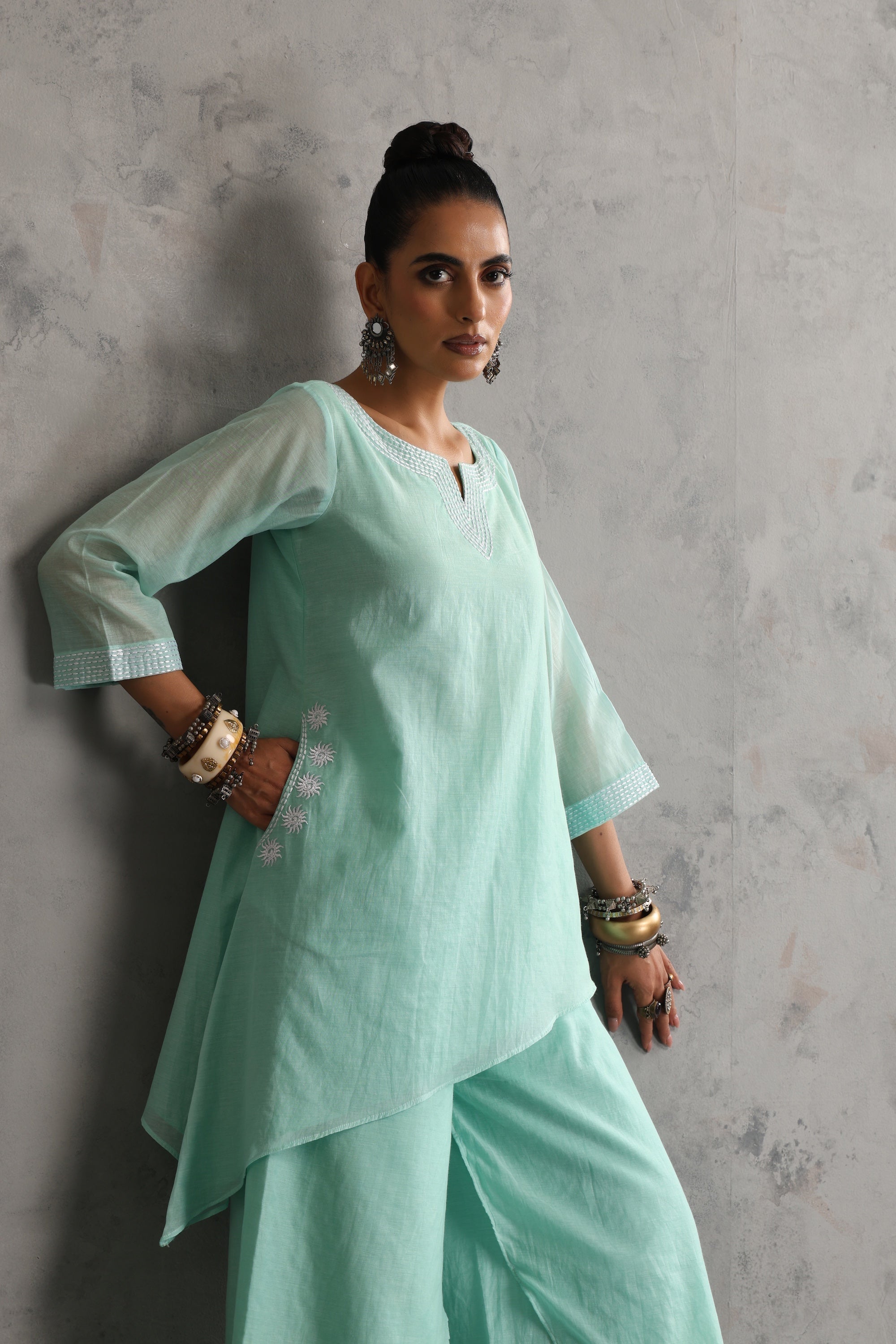 Nitra Mint Embroidered Co-ord Set