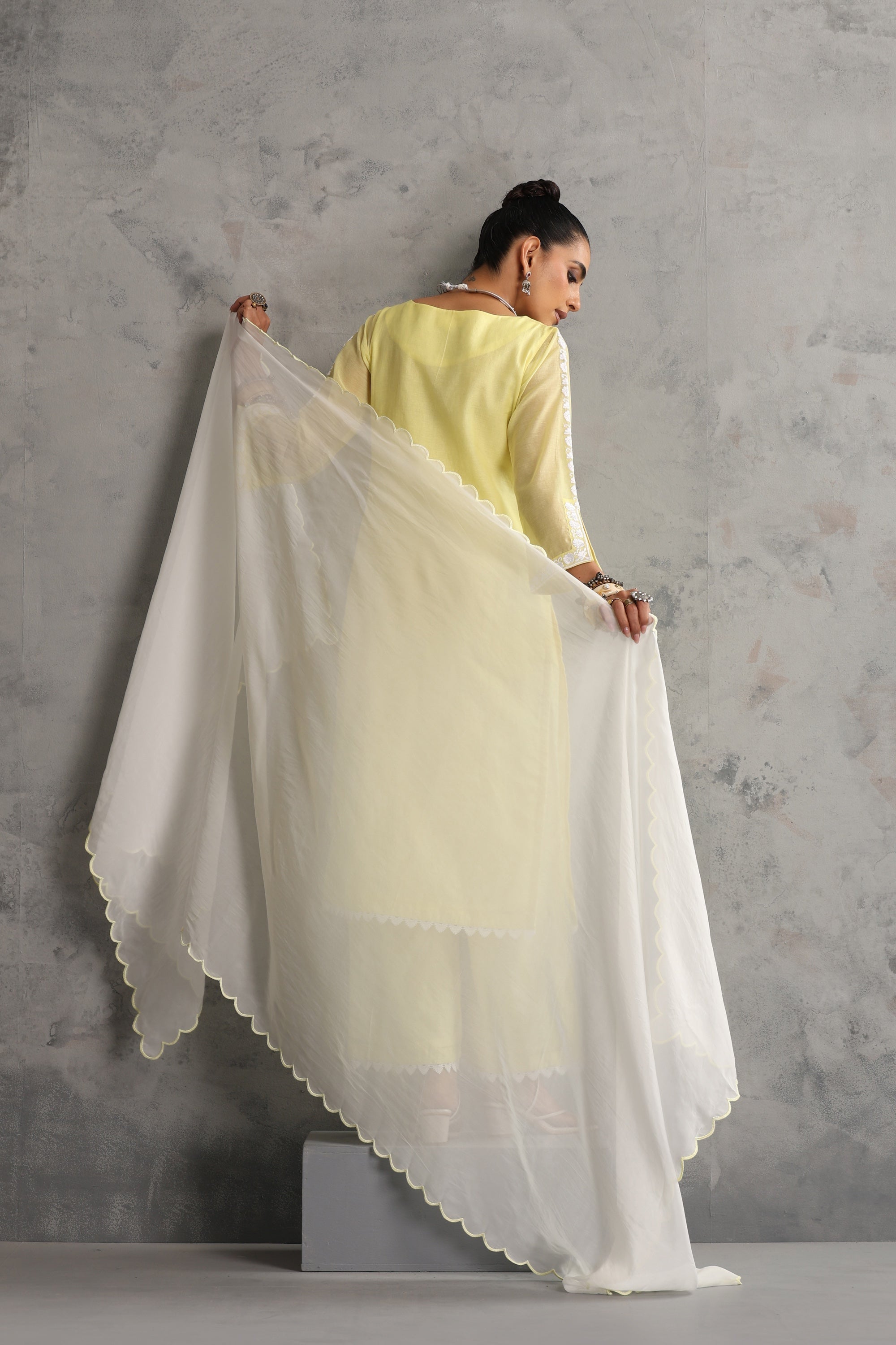 Avishri Pastel Yellow Embroidered Kurta Set with Dupatta