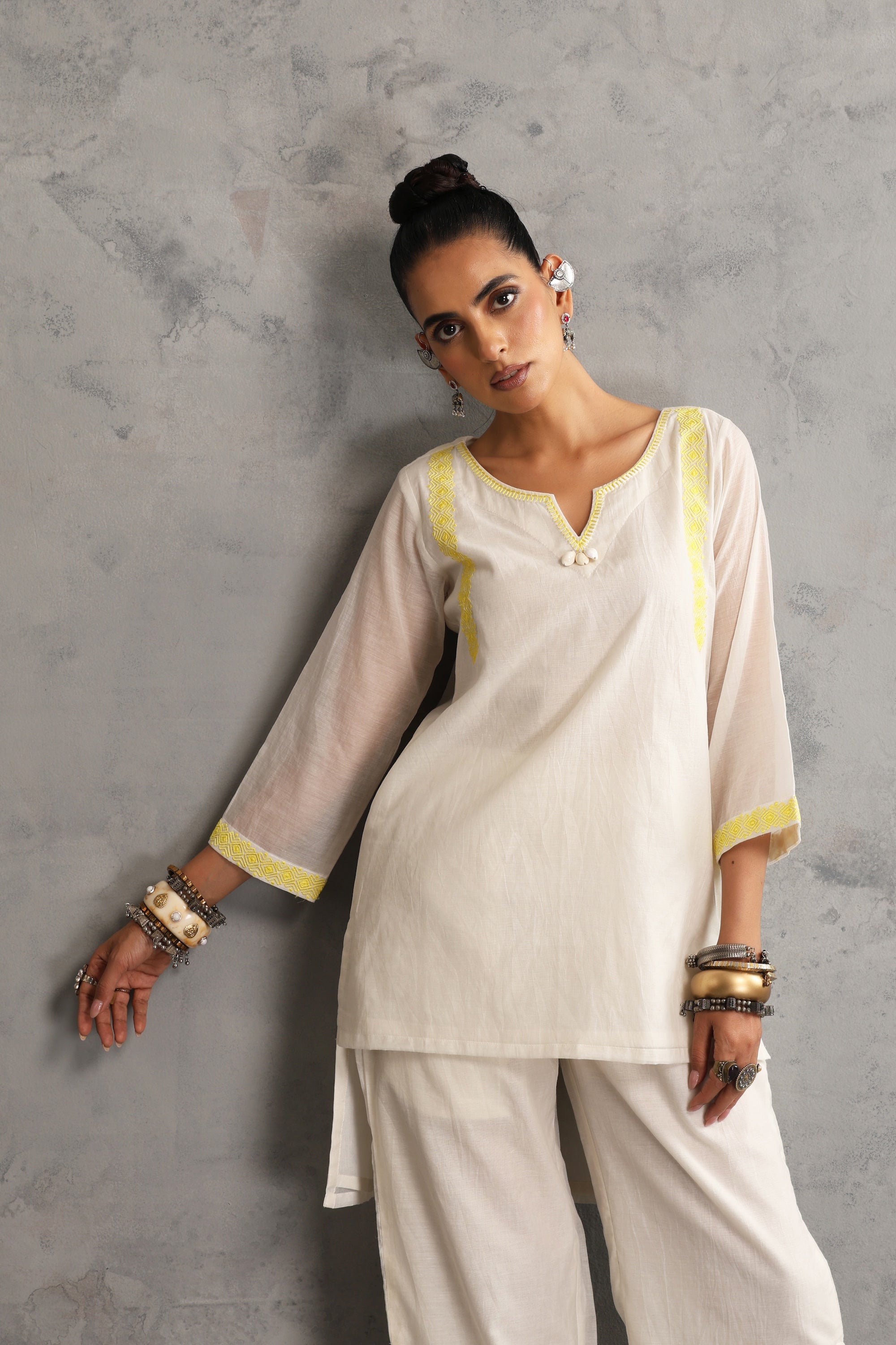 Alana Off White Embroidered Co-ord Set