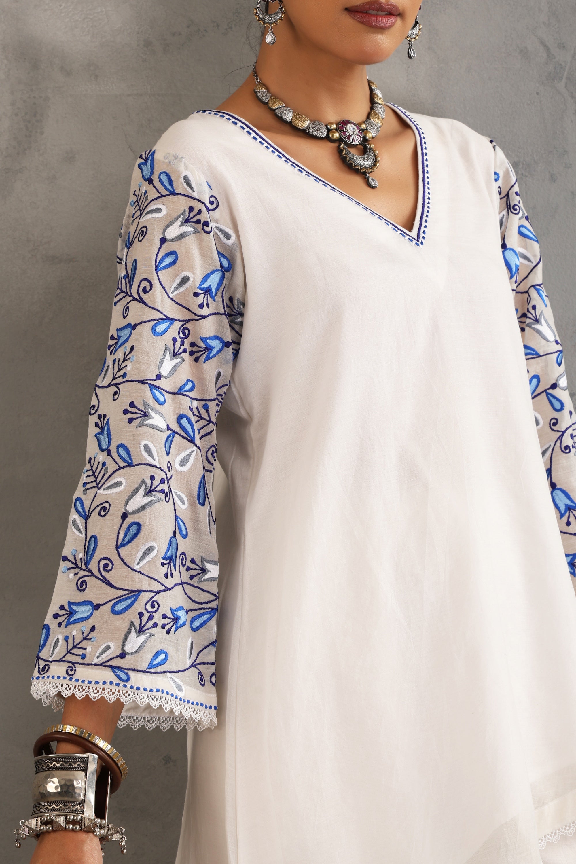 Iksha White Embroidered Co-ord Set
