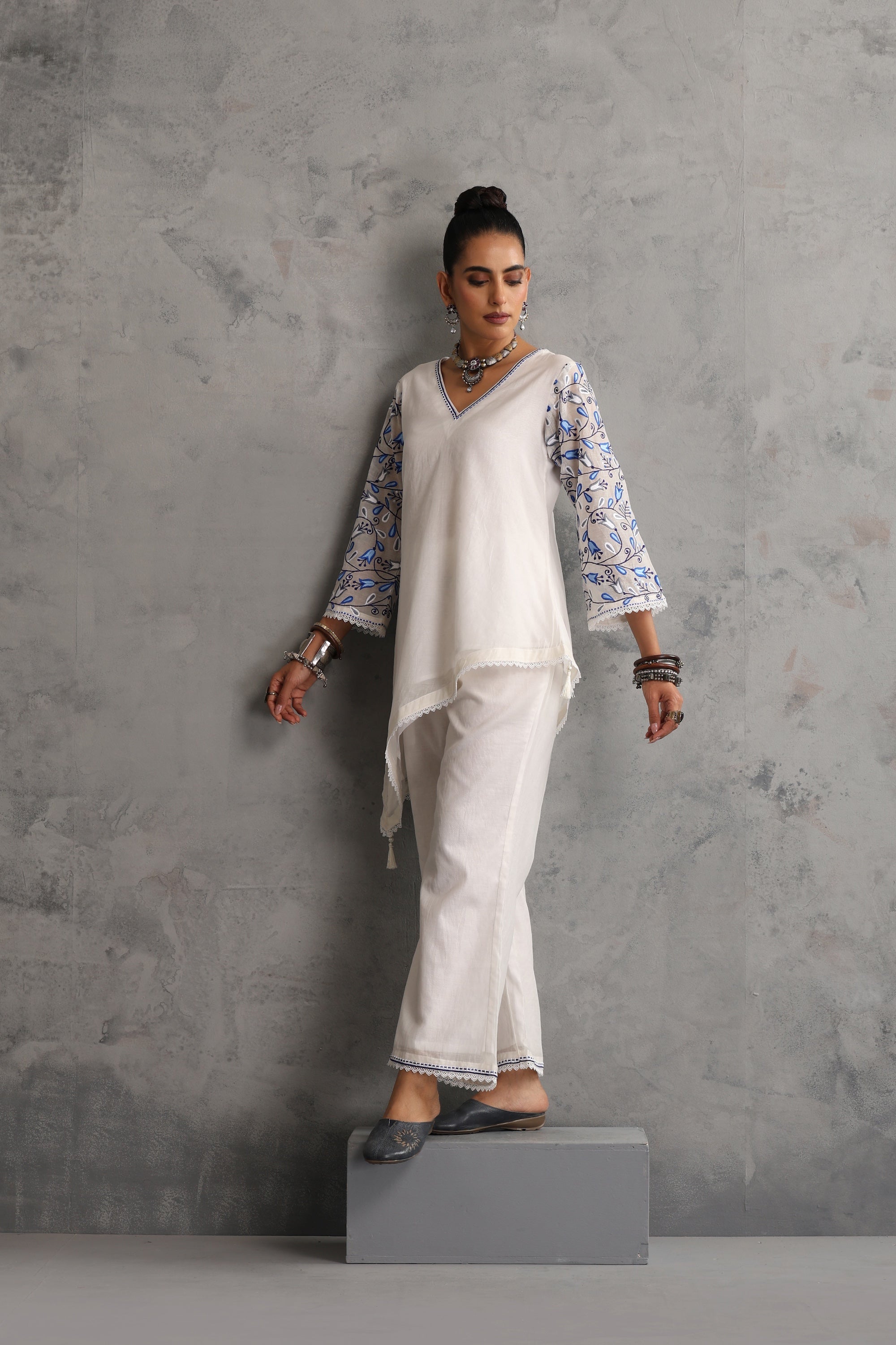 Iksha White Embroidered Co-ord Set