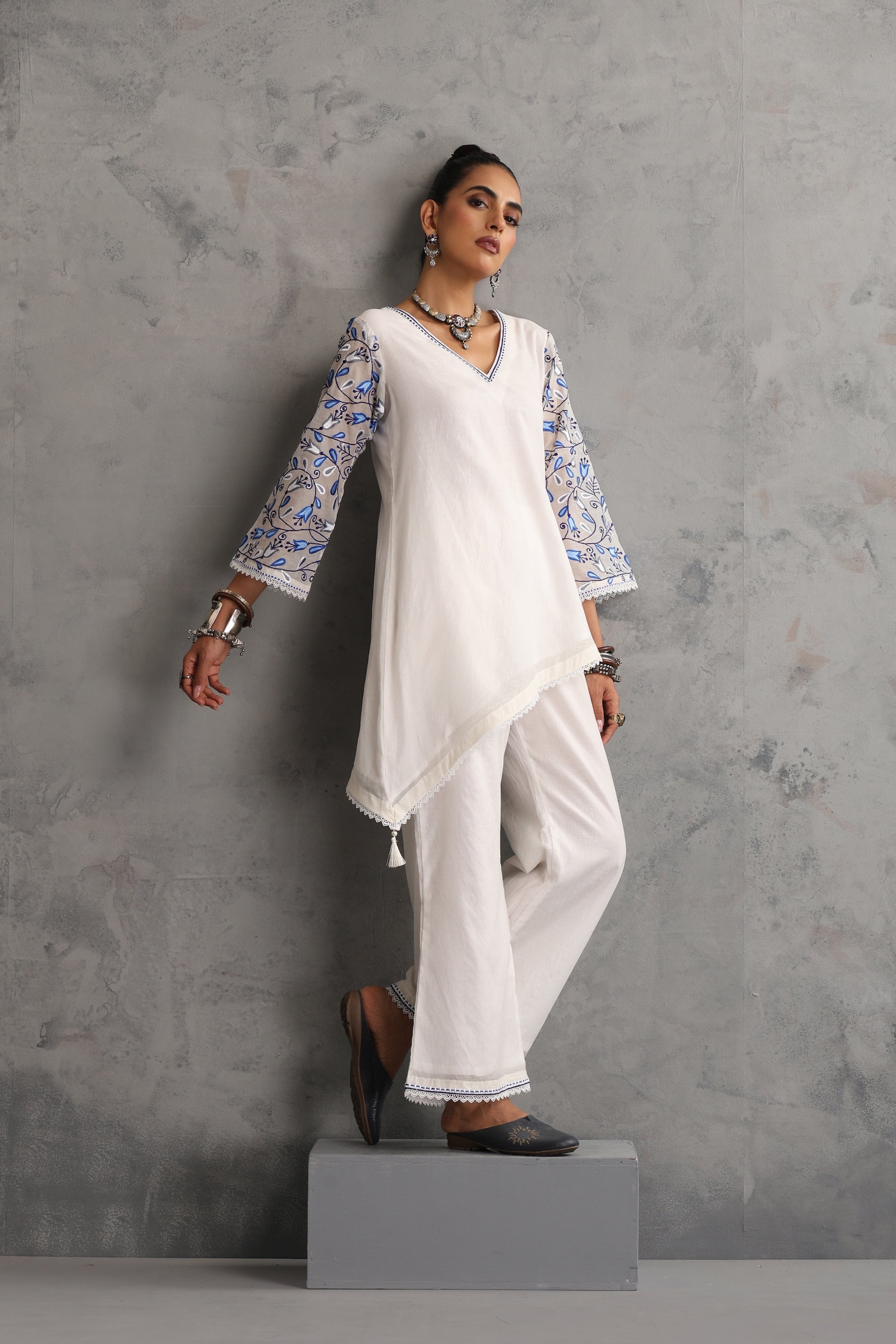 Iksha White Embroidered Co-ord Set