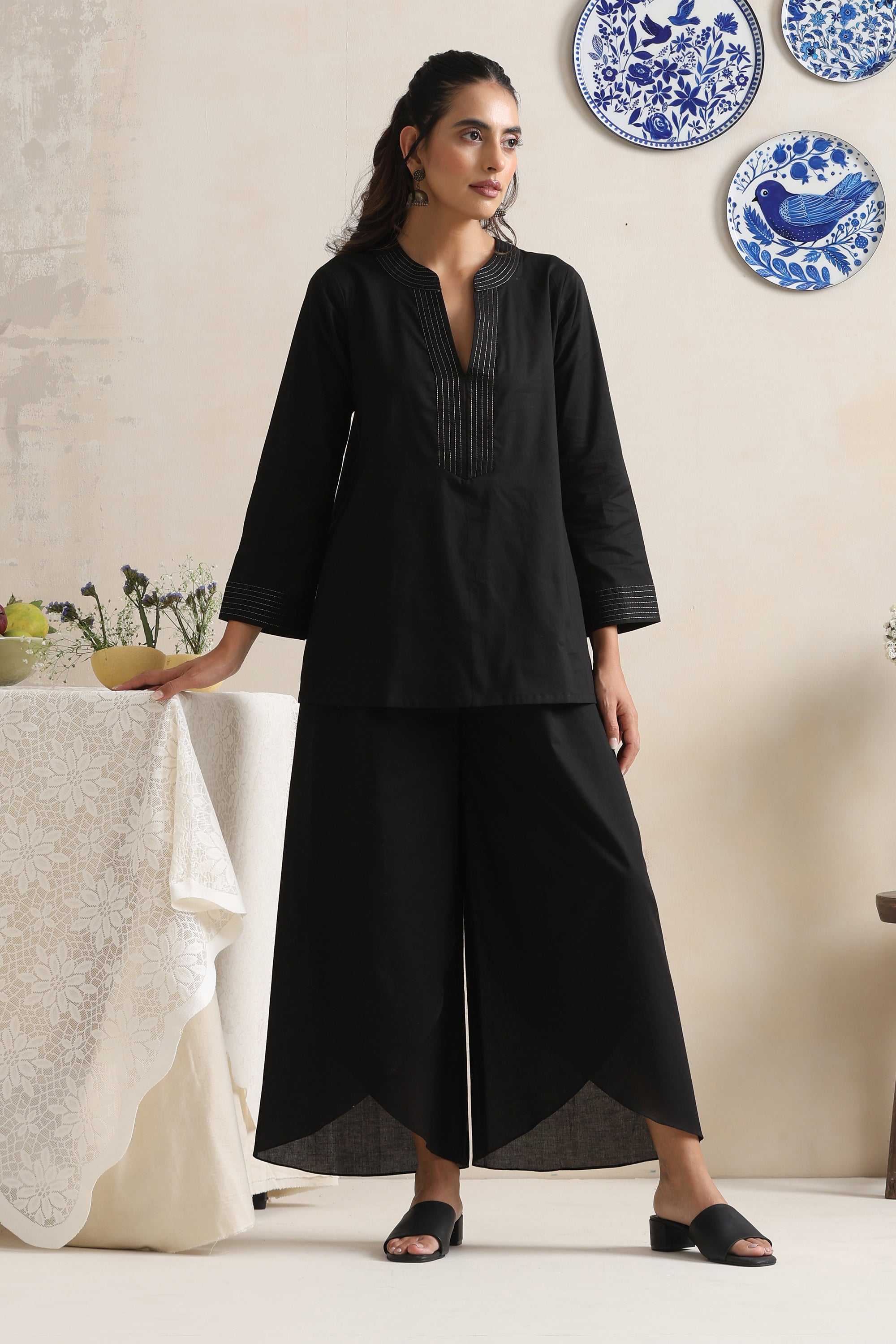 Nori Black Embroidered Co-ord Set