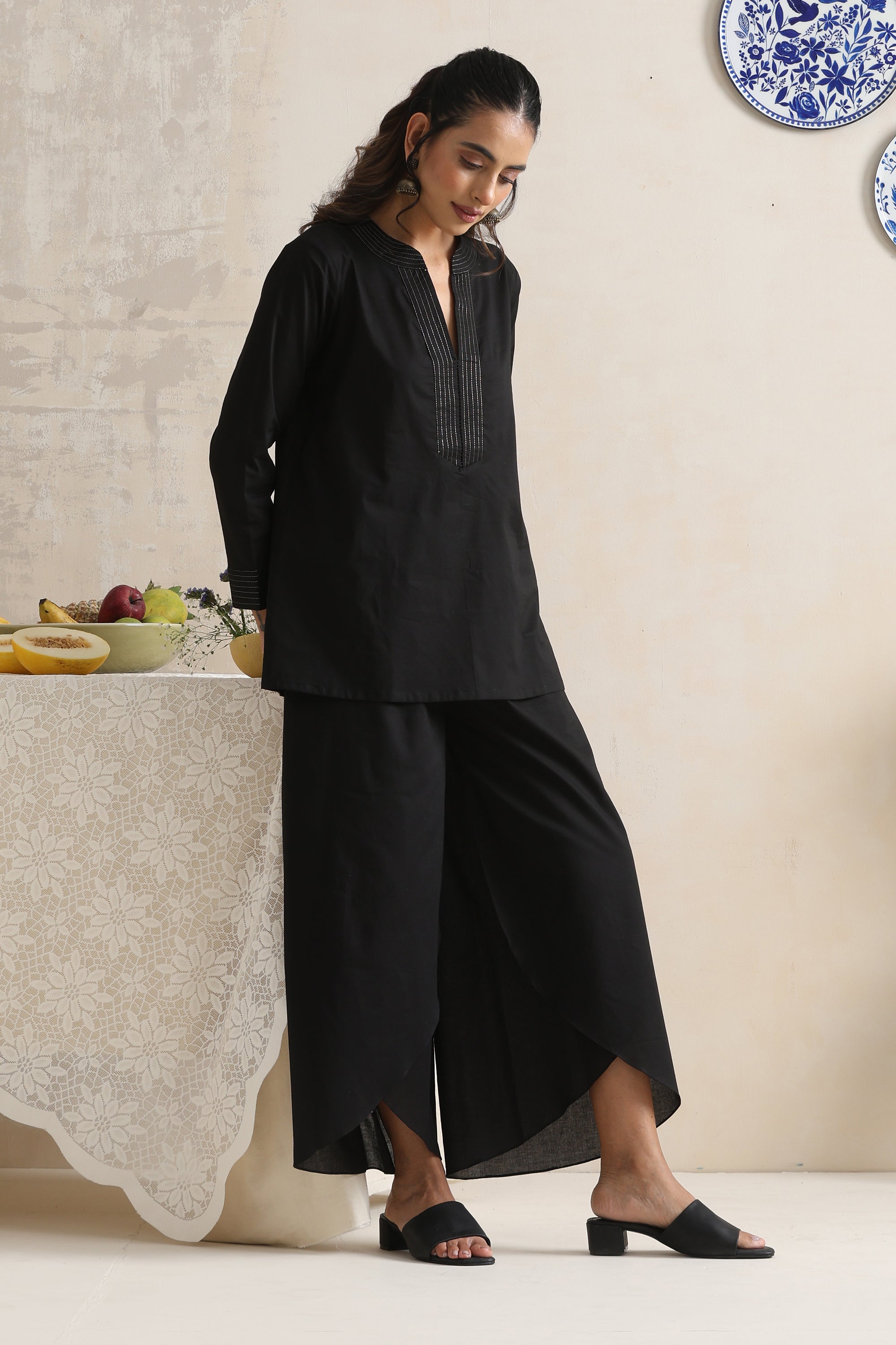 Nori Black Embroidered Co-ord Set