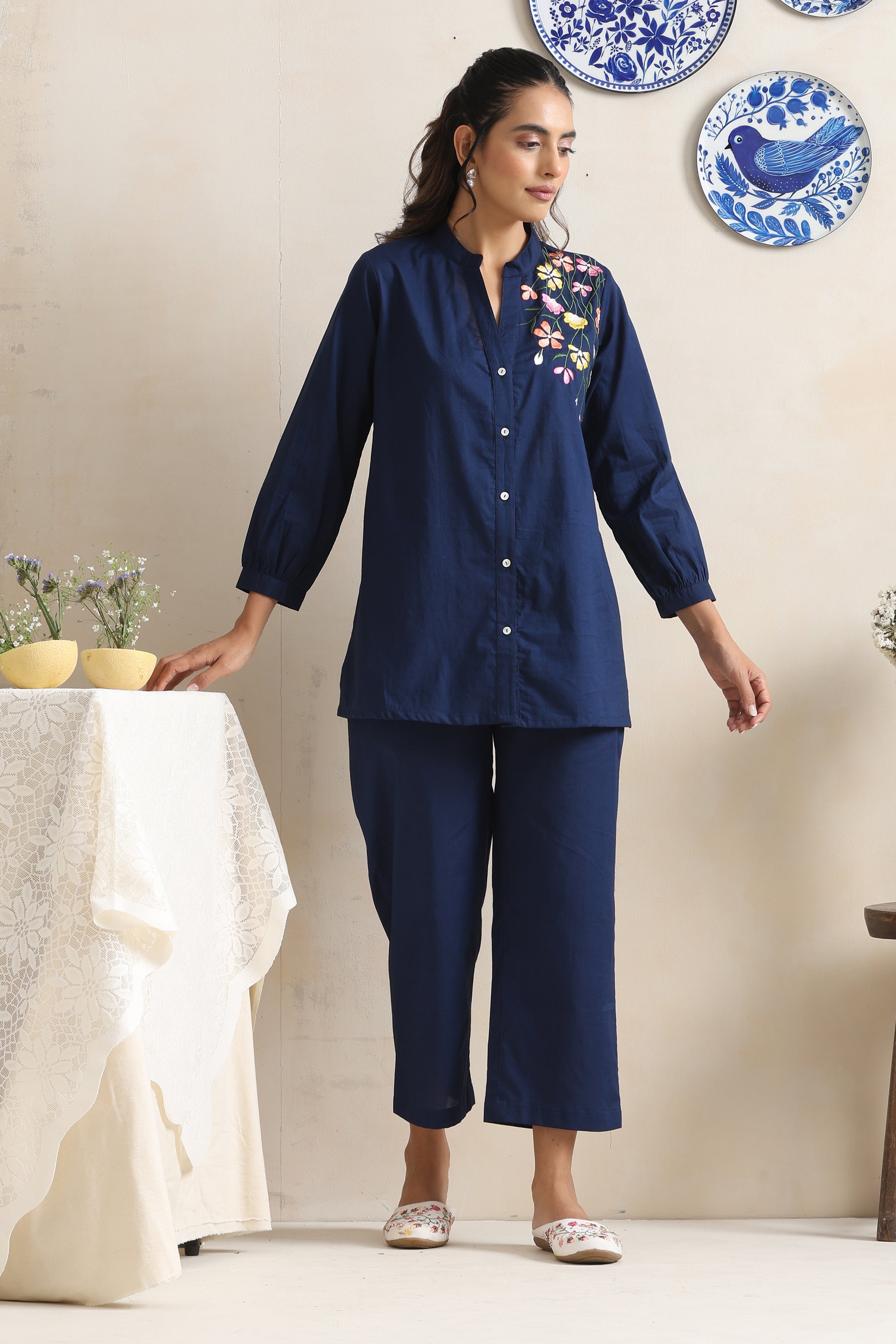 Melissa Indigo Embroidered Co-ord Set