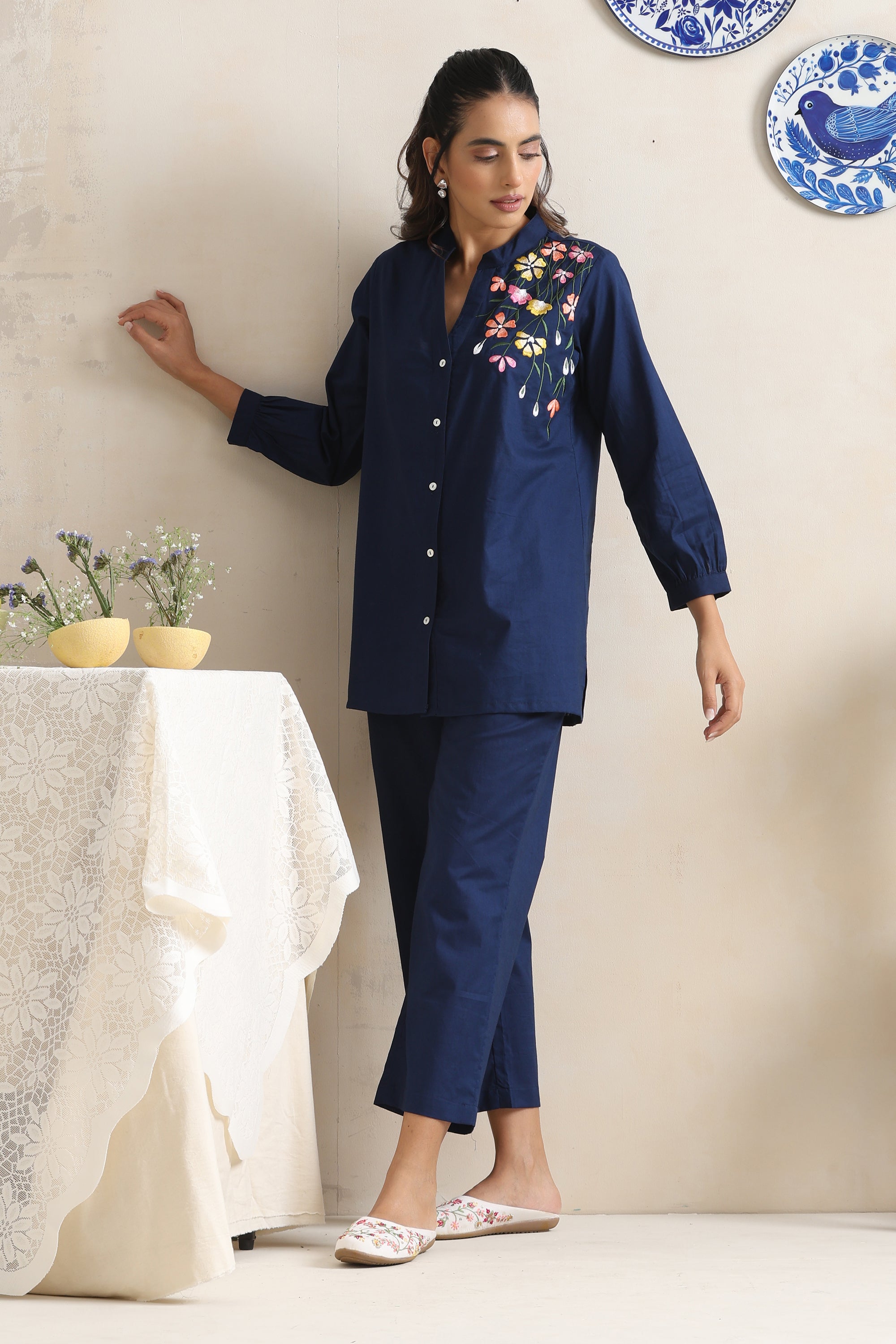 Melissa Indigo Embroidered Co-ord Set