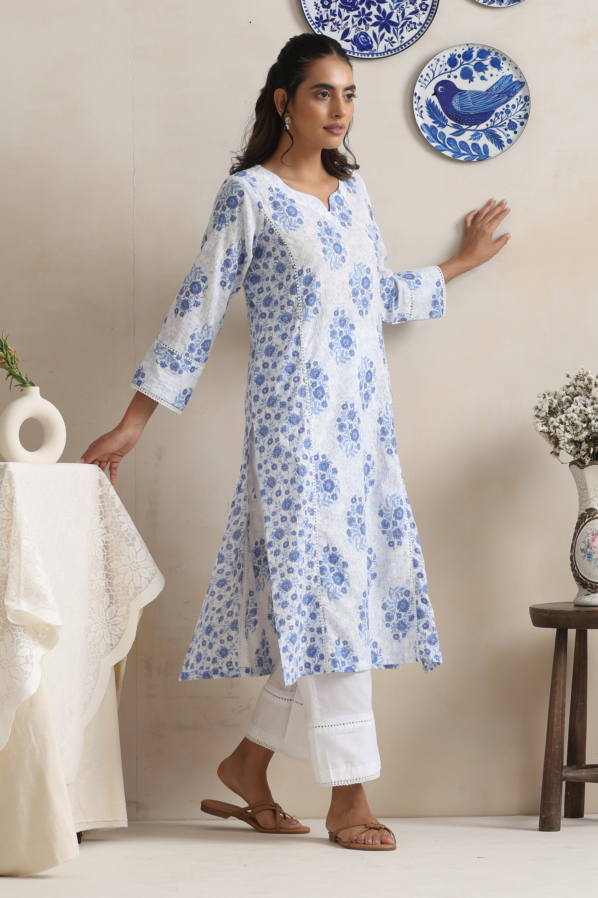 Alison Blue Floral Kurta Set
