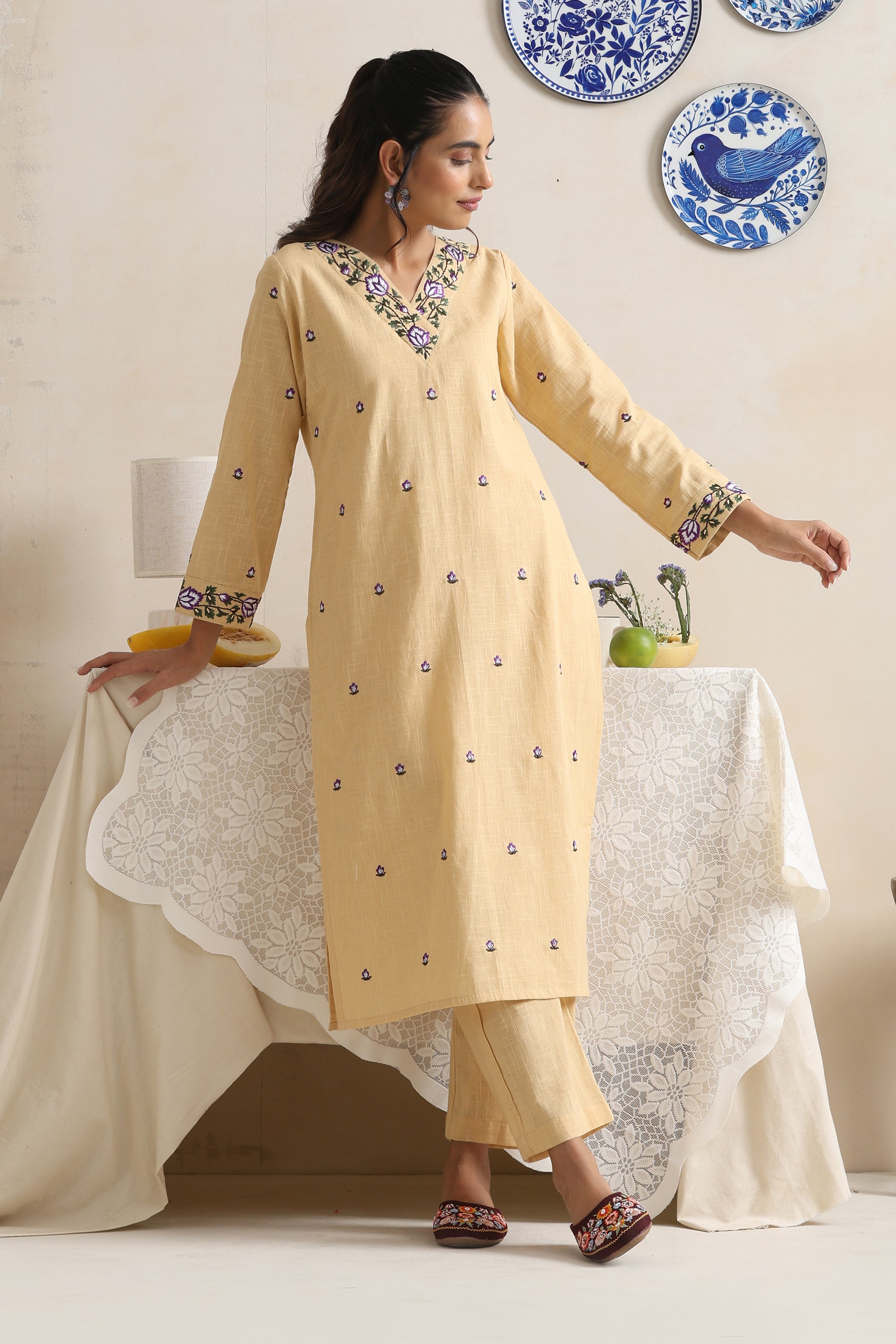 Kelsey Purple Embroidered Kurta Set